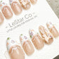 Reusable Porcelain Garden 3D Ribbon Lace French Tip| Premium Handmade Press on Nails Gel | Fake Nails | Pressons Gel Nail Artist faux nails