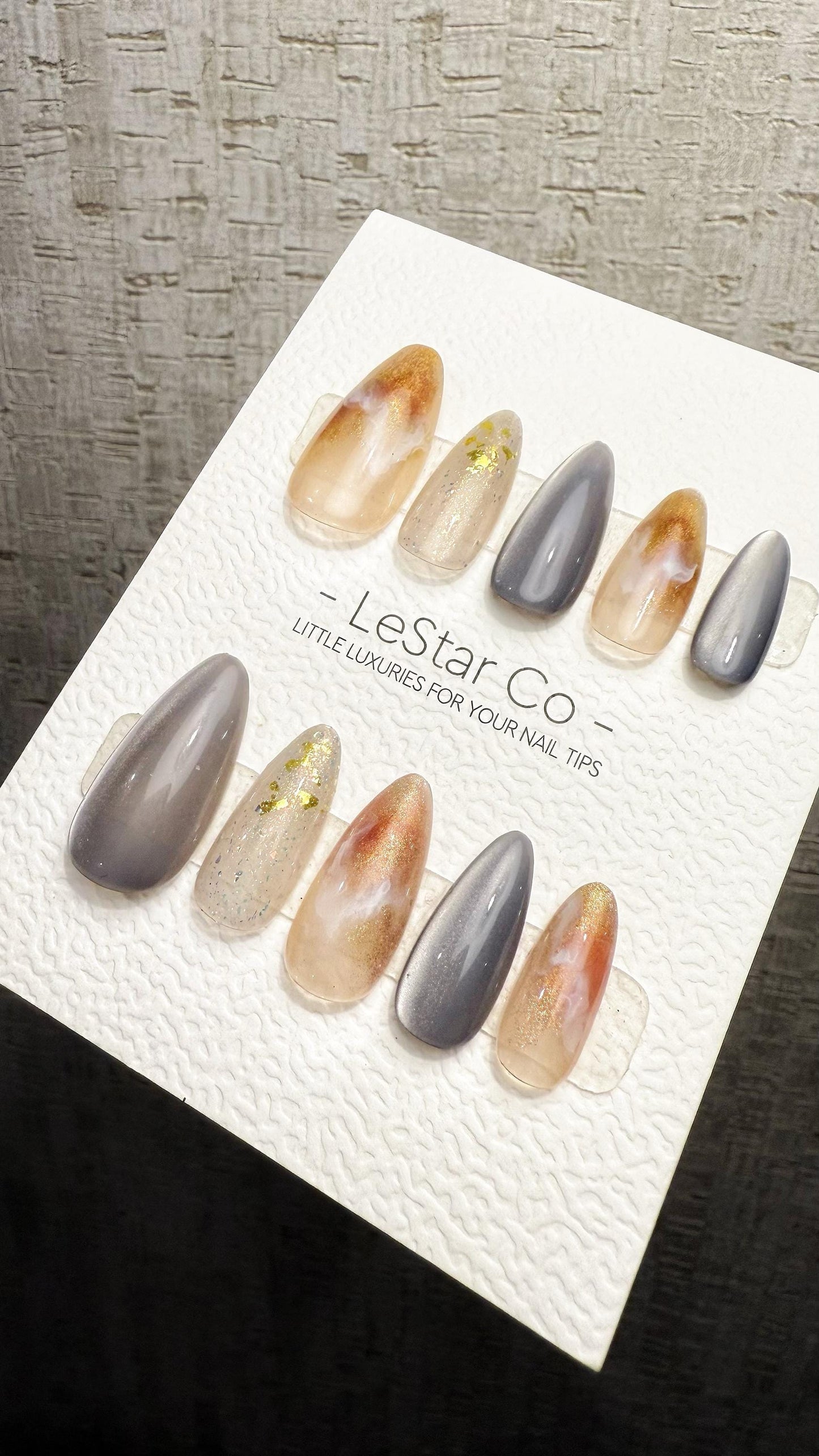 Reusable Golden Mist Veil| Premium Handmade Press on Nails Gel | Fake Nails | Cute Pressons Gel Nail Artist faux nails QN1058