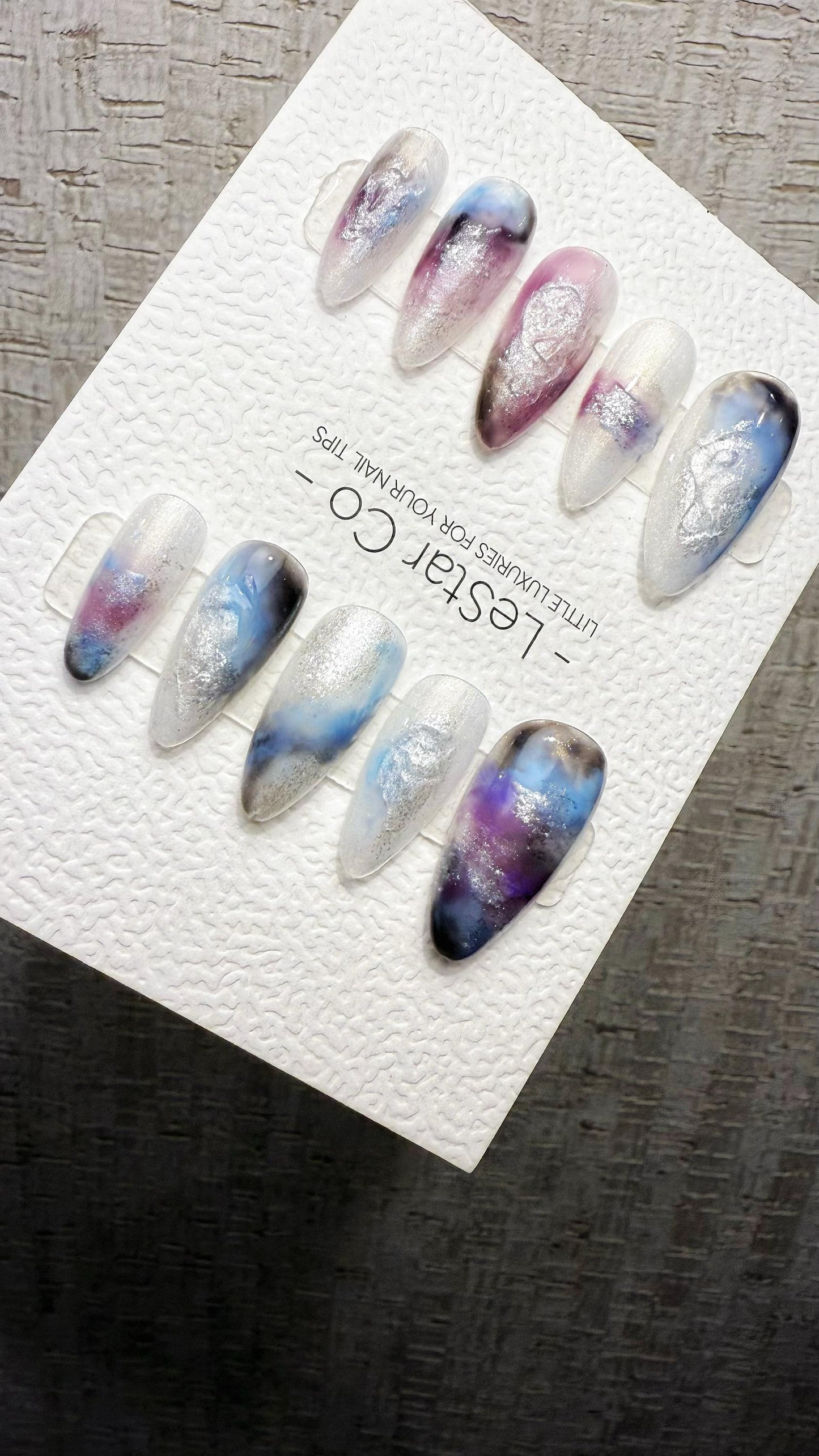 Reusable Cosmic Veil| Premium Handmade Press on Nails Gel | Fake Nails | Cute Pressons Gel Nail Artist faux nails QN1059