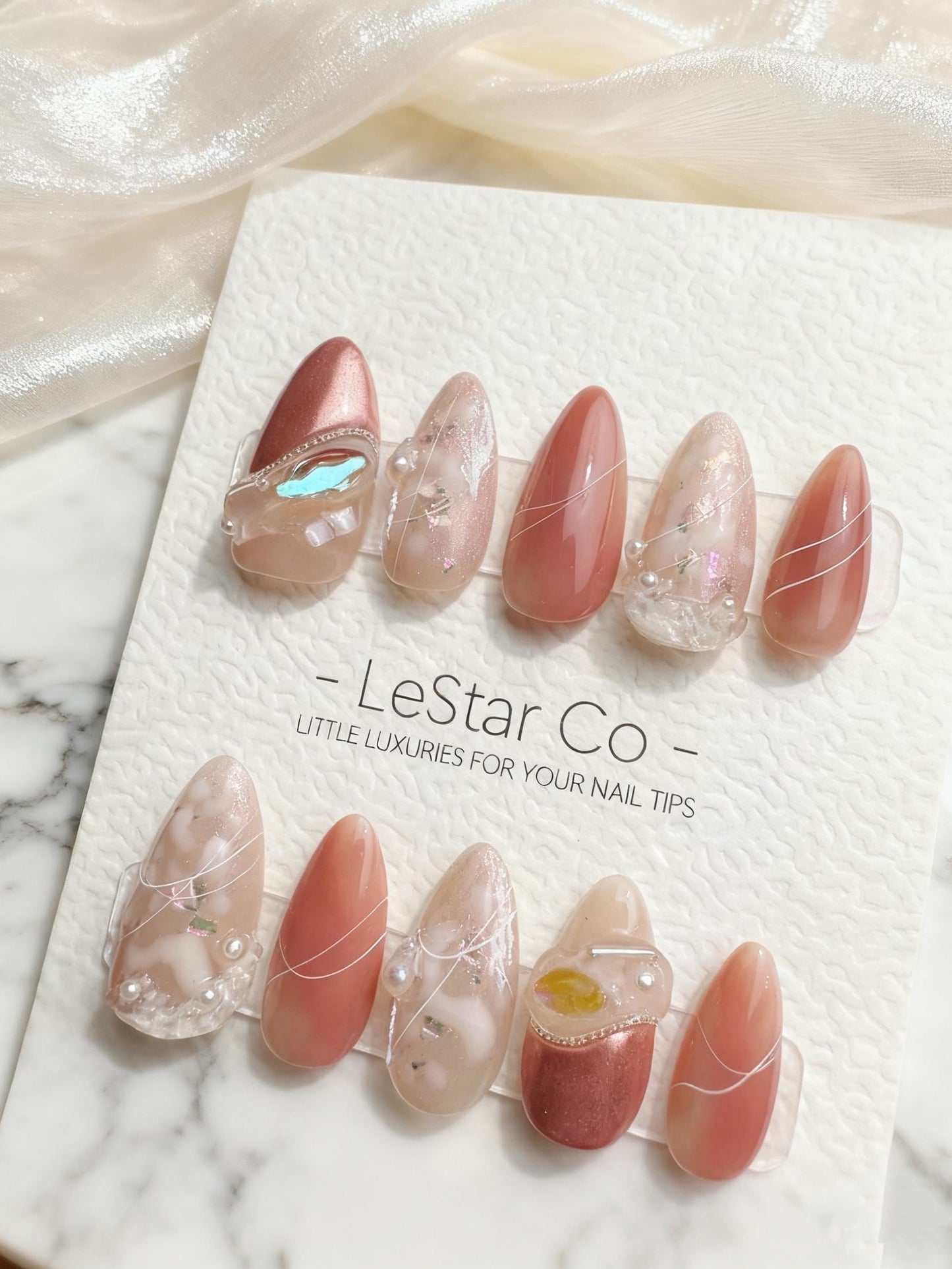 Reusable Iridescent Mirage Nail Art| Premium Handmade Press on Nails Gel | Fake Nails | Cute Pressons Gel Nail Artist faux nails QN423
