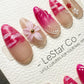 Reusable Blush Blossom Breeze 3D Flower Pink Tip | Premium Handmade Press on Nails Gel | Fake Nails | Cute Pressons Gel faux nails TMR1050