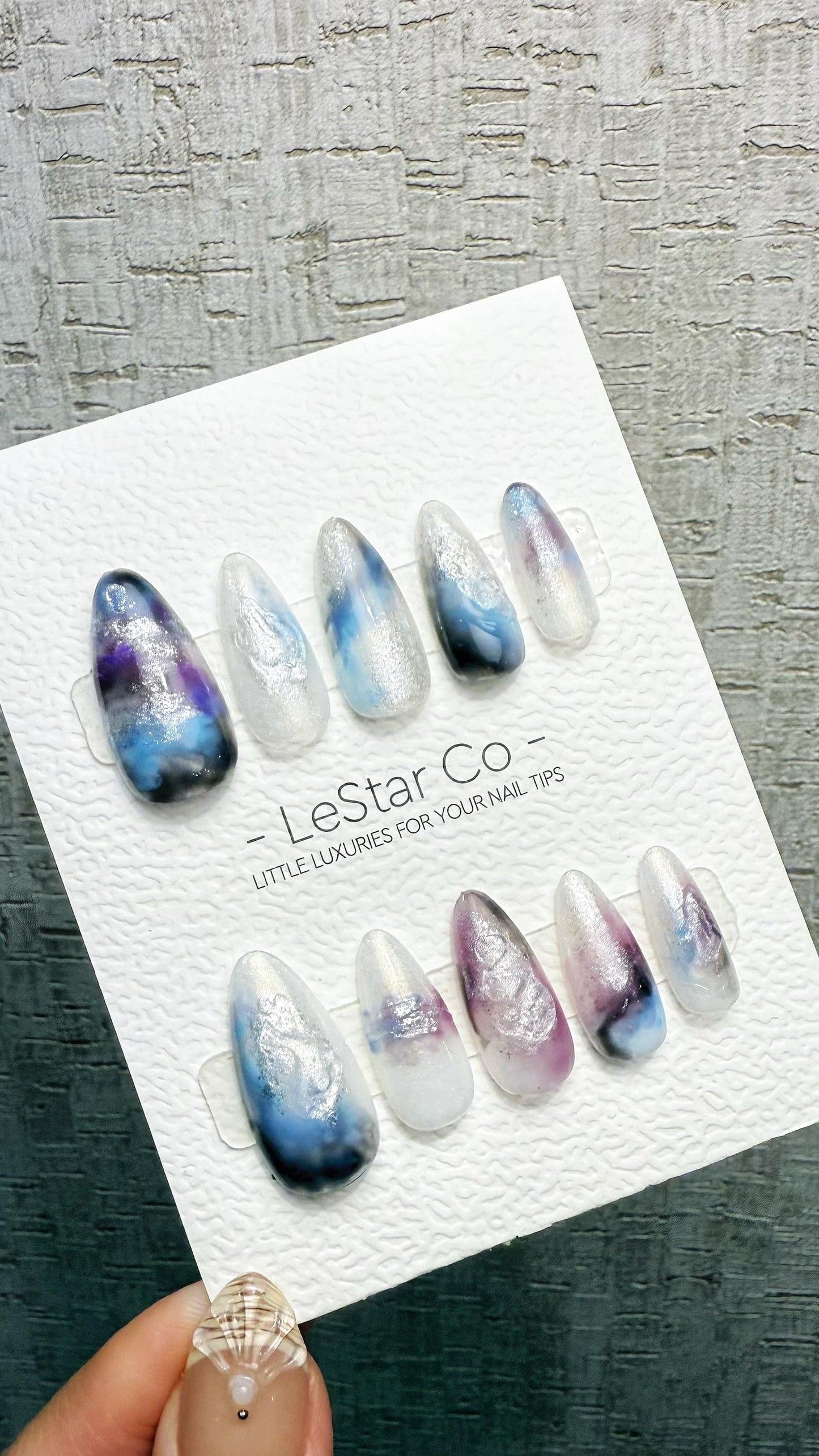 Reusable Cosmic Veil| Premium Handmade Press on Nails Gel | Fake Nails | Cute Pressons Gel Nail Artist faux nails QN1059