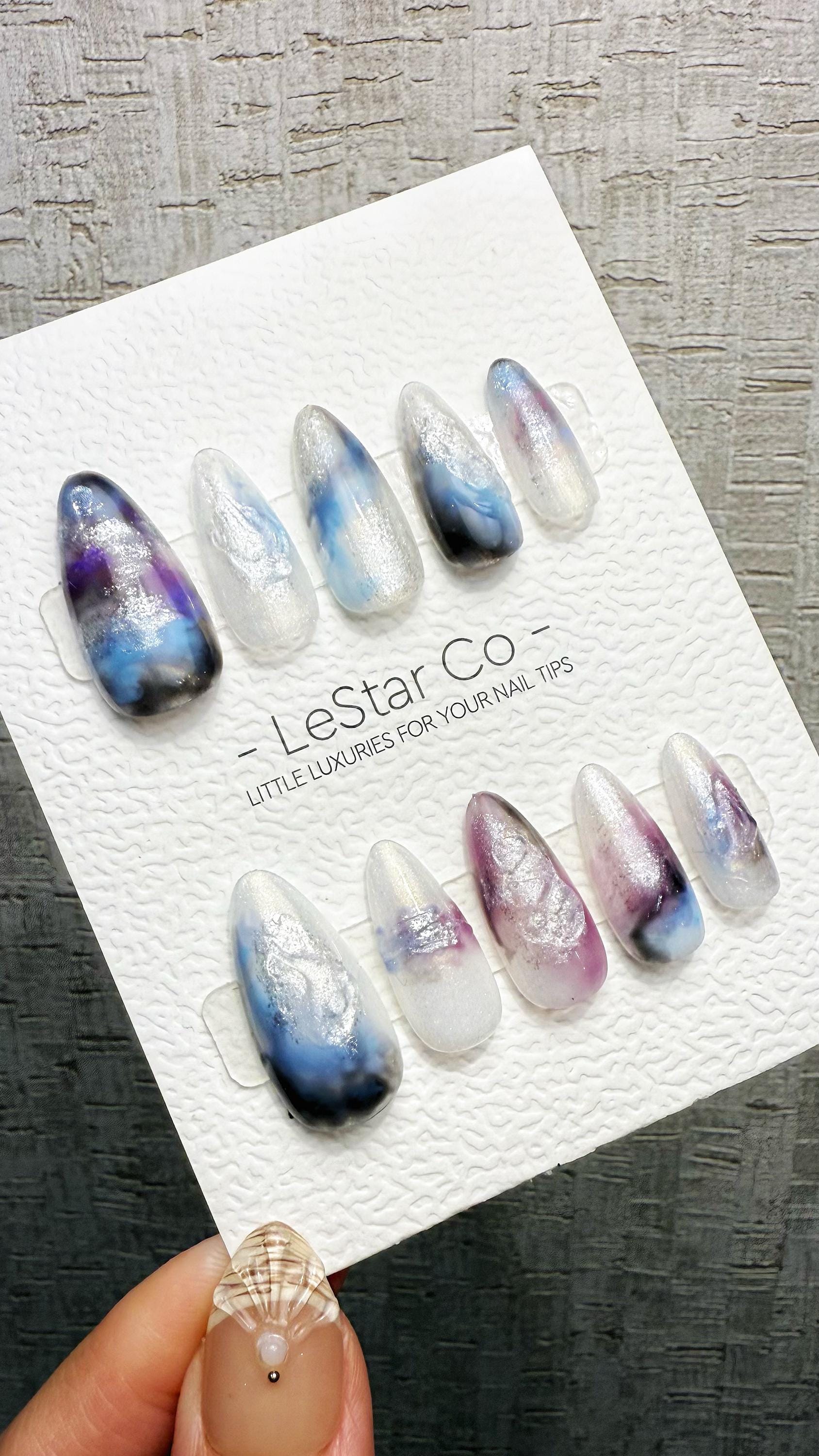 Reusable Cosmic Veil| Premium Handmade Press on Nails Gel | Fake Nails | Cute Pressons Gel Nail Artist faux nails QN1059