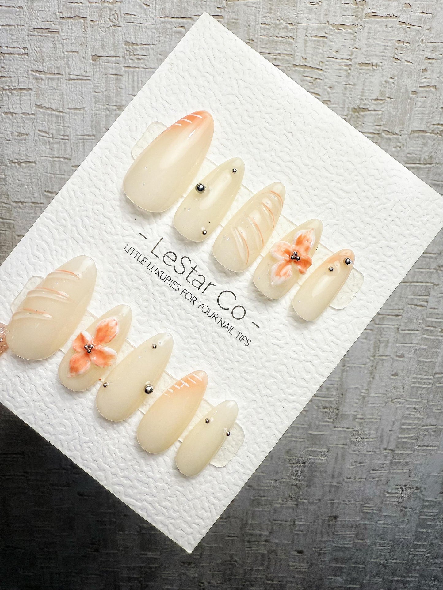 4for3 Timed Offer)Reusable Peach Blossom Veil 3D Petal| Premium Handmade Press on Nails Gel | Fake Nails | Cute Pressons Gel Nail TMR1063