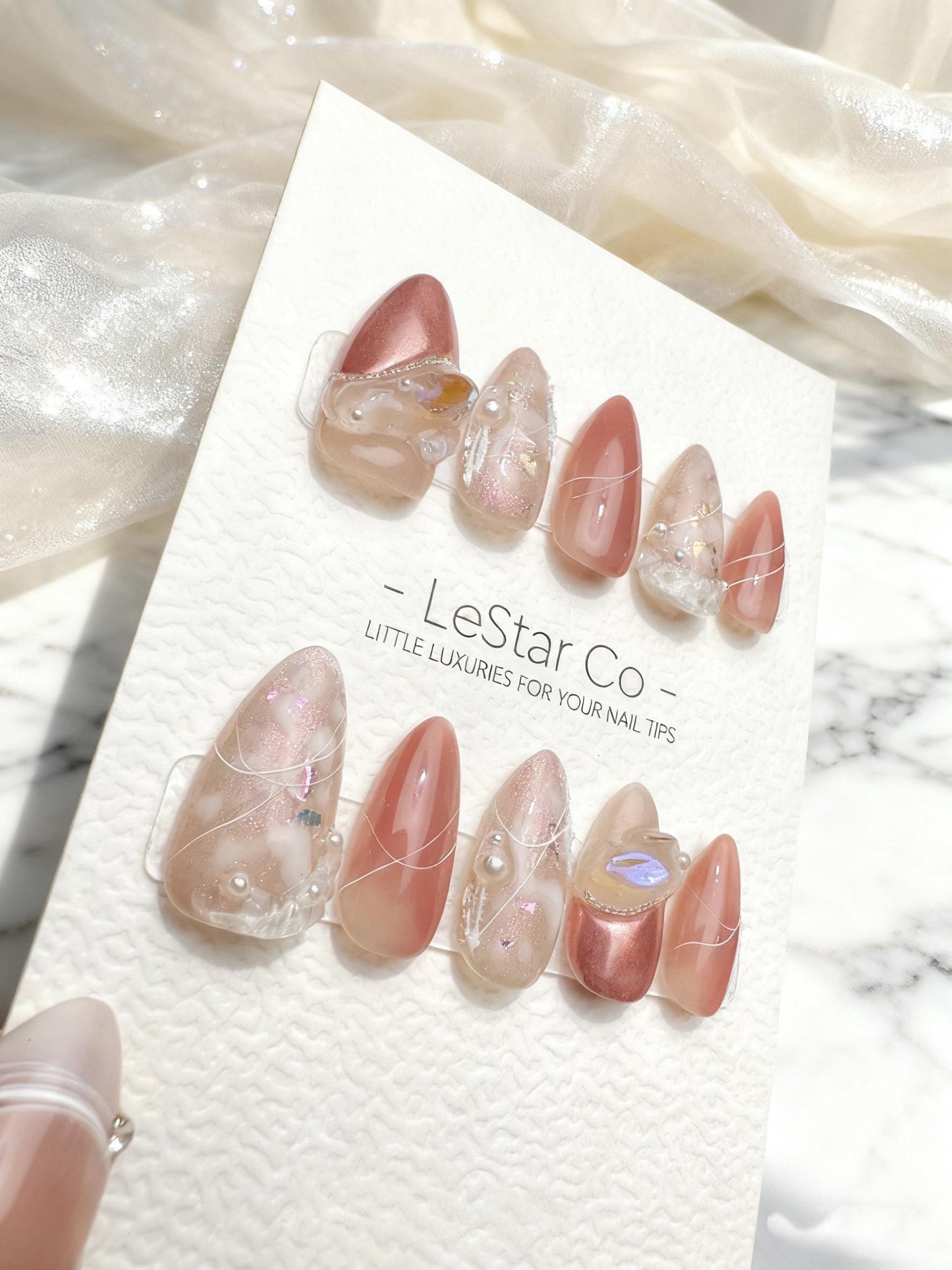 Reusable Iridescent Mirage Nail Art| Premium Handmade Press on Nails Gel | Fake Nails | Cute Pressons Gel Nail Artist faux nails QN423