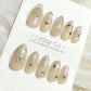 Reusable Celestial Gleam Cat Eye Effect French Tip| Premium Handmade Press on Nails Gel | Fake Nails | Cute Pressons Gel Nail faux nails
