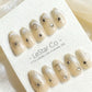 Reusable Celestial Gleam Cat Eye Effect French Tip| Premium Handmade Press on Nails Gel | Fake Nails | Cute Pressons Gel Nail faux nails
