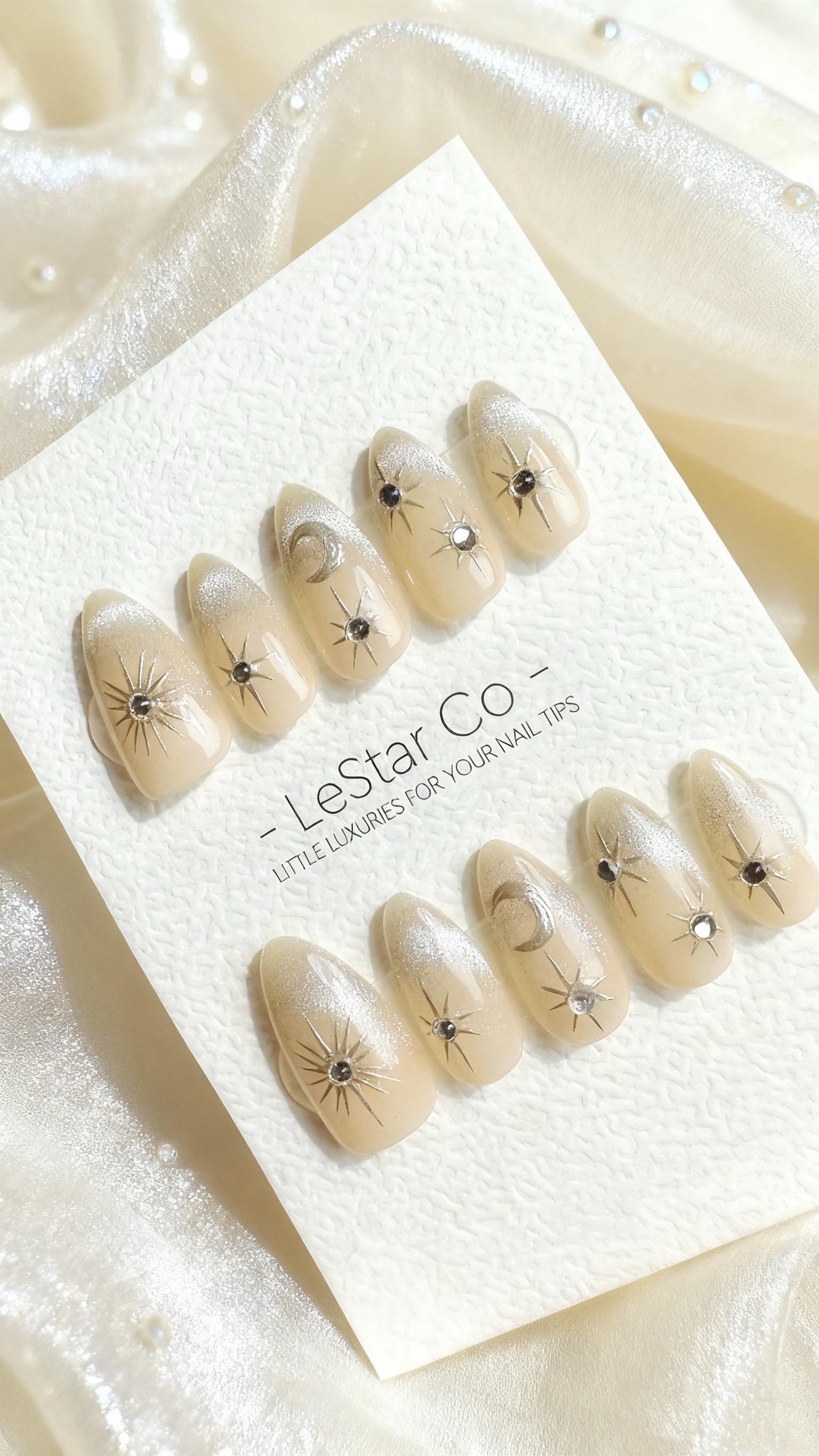 Reusable Celestial Gleam Cat Eye Effect French Tip| Premium Handmade Press on Nails Gel | Fake Nails | Cute Pressons Gel Nail faux nails