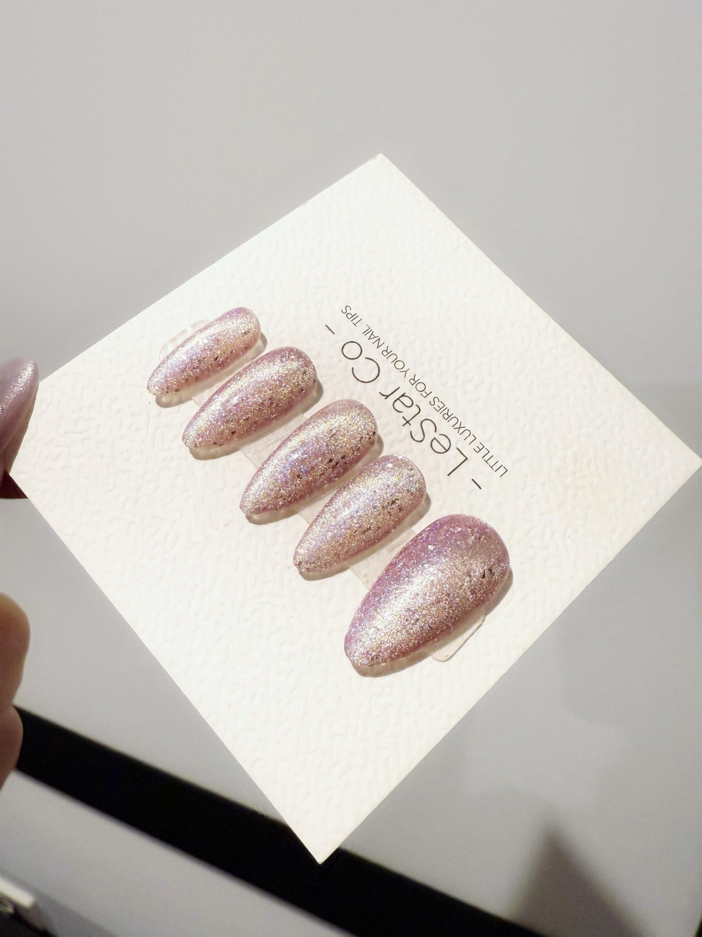 Reusable Celestial Lilac Sparkle Cat Eye Effect| Premium Handmade Press on Nails Gel | Fake Nails | Cute Pressons Gel Nail Artist faux nails