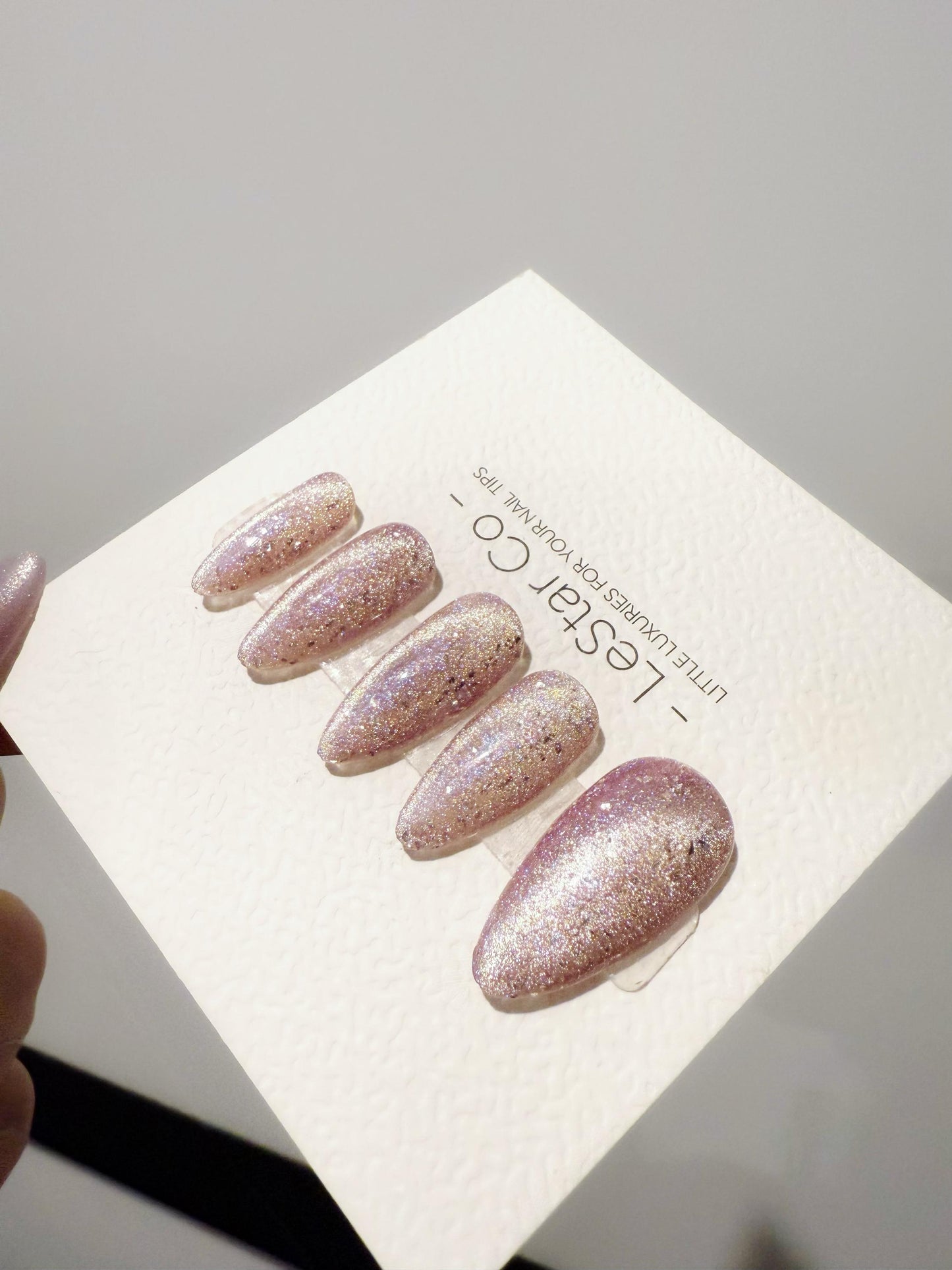 Reusable Celestial Lilac Sparkle Cat Eye Effect| Premium Handmade Press on Nails Gel | Fake Nails | Cute Pressons Gel Nail Artist faux nails