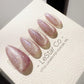 Reusable Celestial Lilac Sparkle Cat Eye Effect| Premium Handmade Press on Nails Gel | Fake Nails | Cute Pressons Gel Nail Artist faux nails
