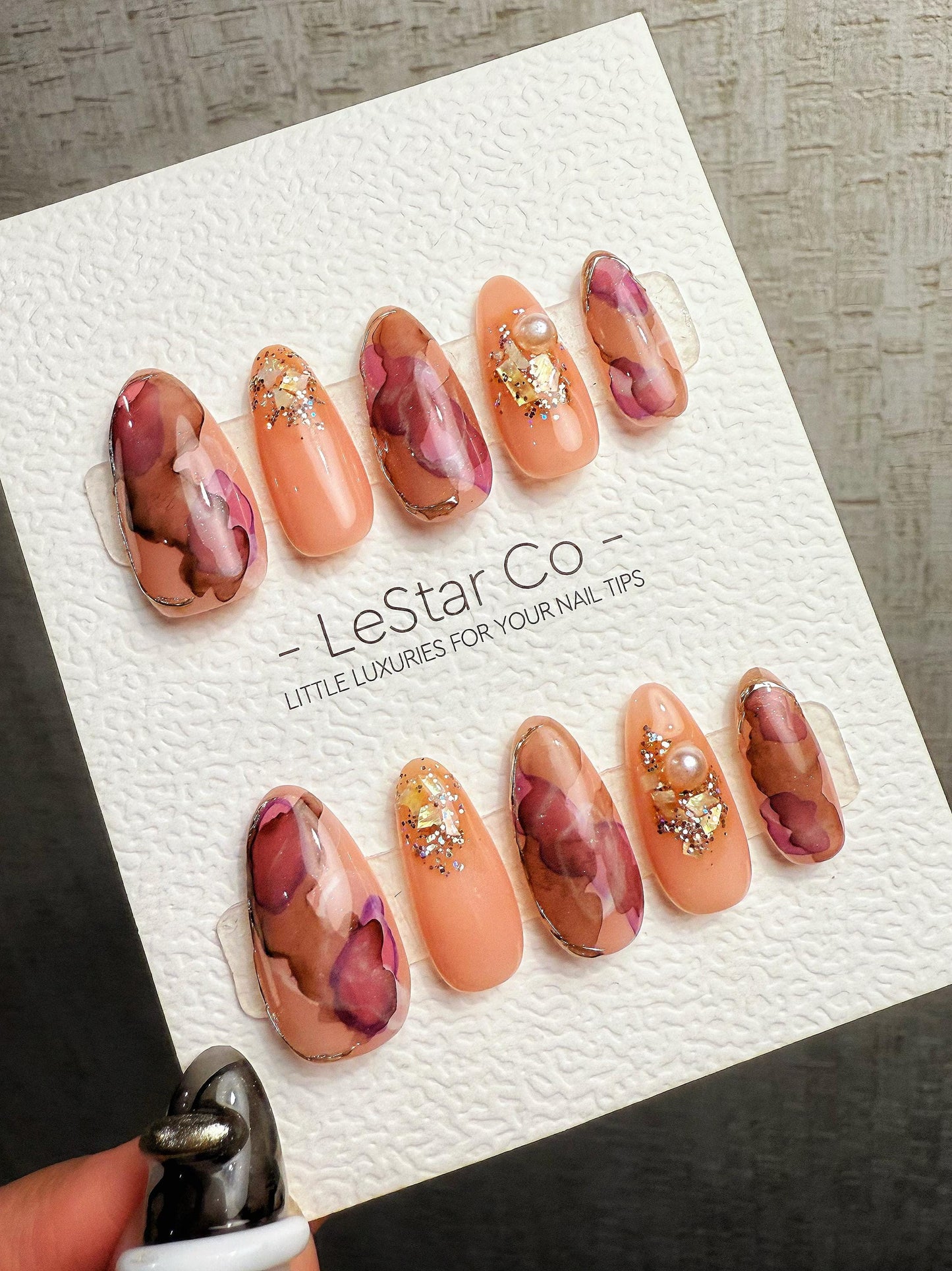 4for3 Timed Offer)Reusable Mauve Mirage| Premium Handmade Press on Nails Gel | Fake Nails | Cute Pressons Gel Nail MC1069