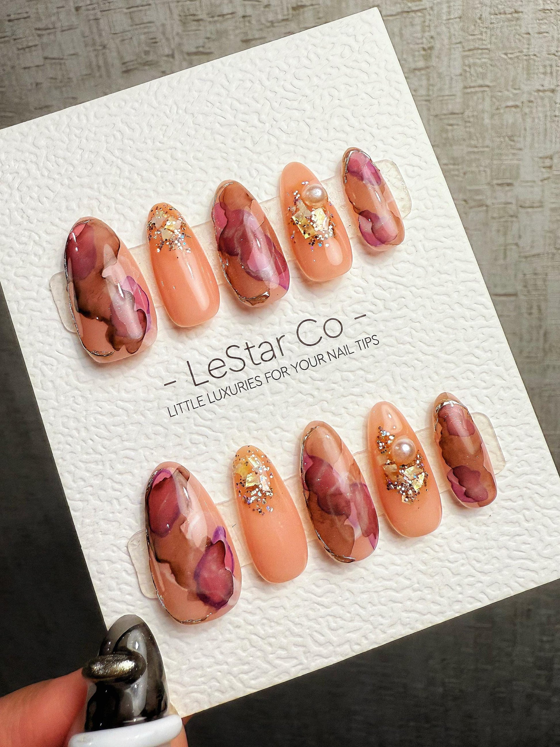 4for3 Timed Offer)Reusable Mauve Mirage| Premium Handmade Press on Nails Gel | Fake Nails | Cute Pressons Gel Nail MC1069