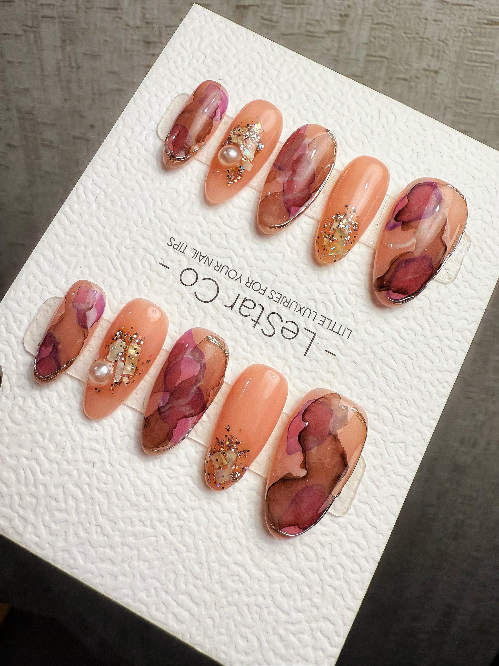 4for3 Timed Offer)Reusable Mauve Mirage| Premium Handmade Press on Nails Gel | Fake Nails | Cute Pressons Gel Nail MC1069