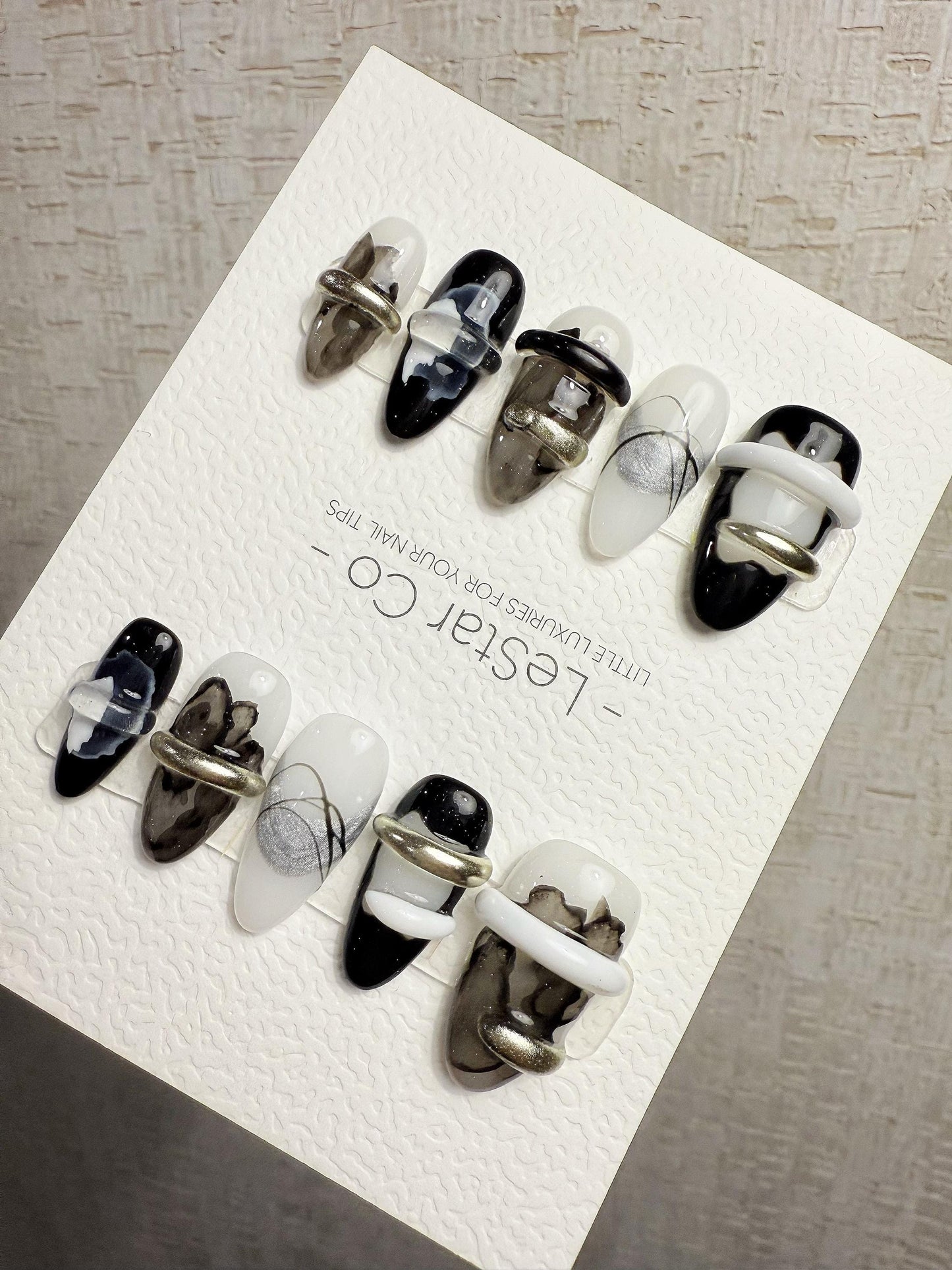 4for3 Timed Offer)Reusable Ink Dimension 3D Effect| Premium Handmade Press on Nails Gel | Fake Nails | Cute Pressons Gel Nail MC1070