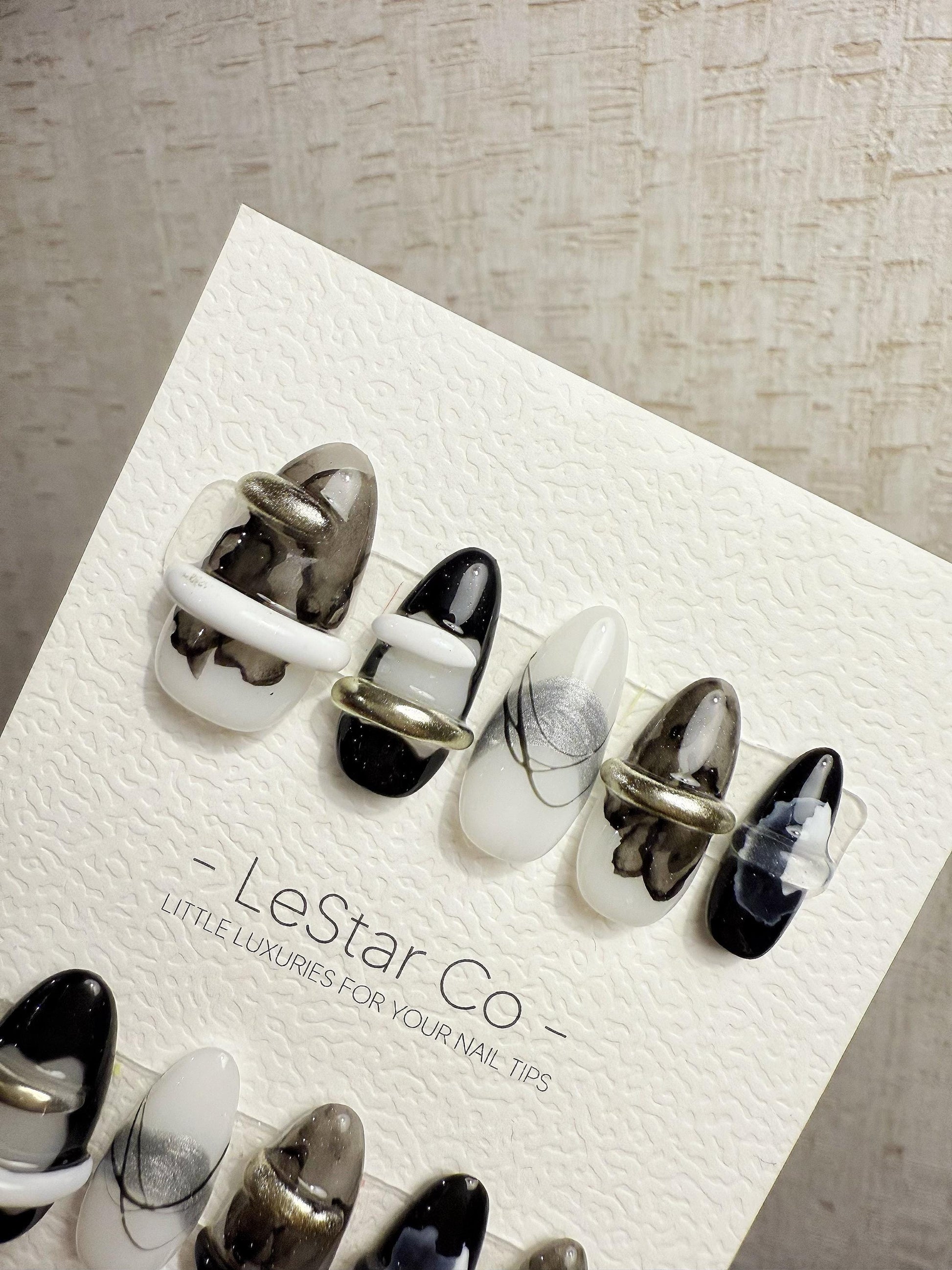 4for3 Timed Offer)Reusable Ink Dimension 3D Effect| Premium Handmade Press on Nails Gel | Fake Nails | Cute Pressons Gel Nail MC1070