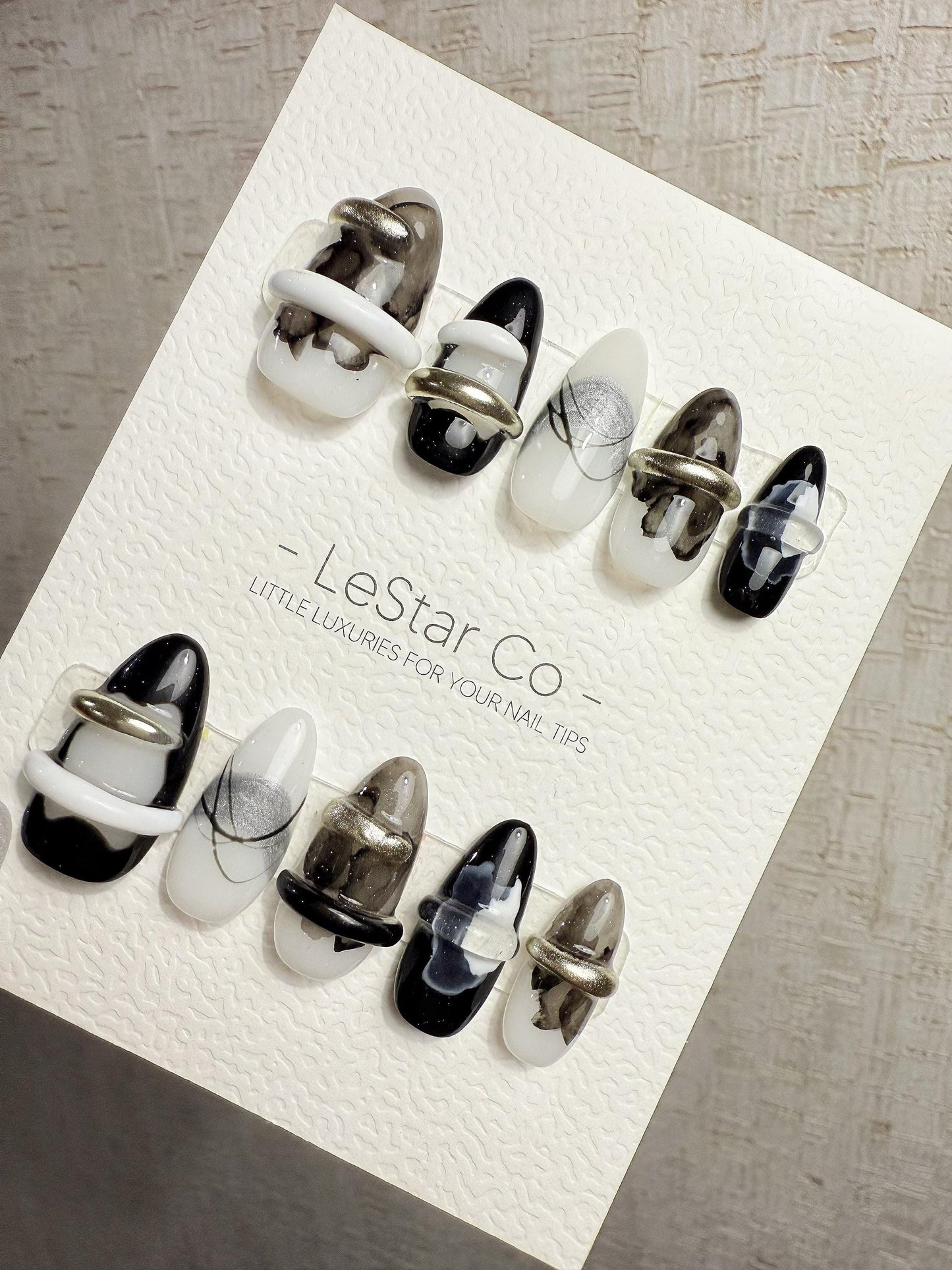 4for3 Timed Offer)Reusable Ink Dimension 3D Effect| Premium Handmade Press on Nails Gel | Fake Nails | Cute Pressons Gel Nail MC1070