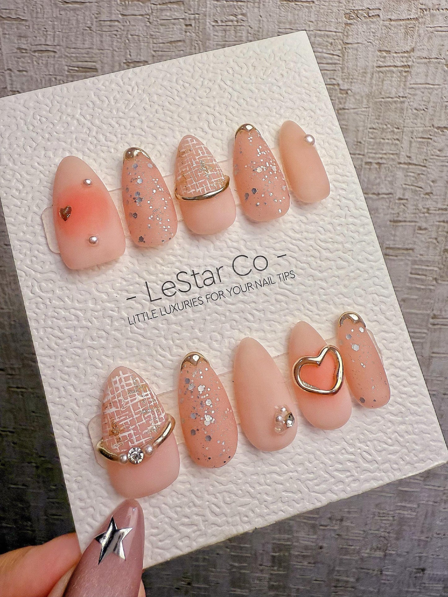 4for3 Timed Offer)Reusable Sweetheart Glow 3D Effect| Premium Handmade Press on Nails Gel | Fake Nails | Cute Pressons Gel Nail MC1071