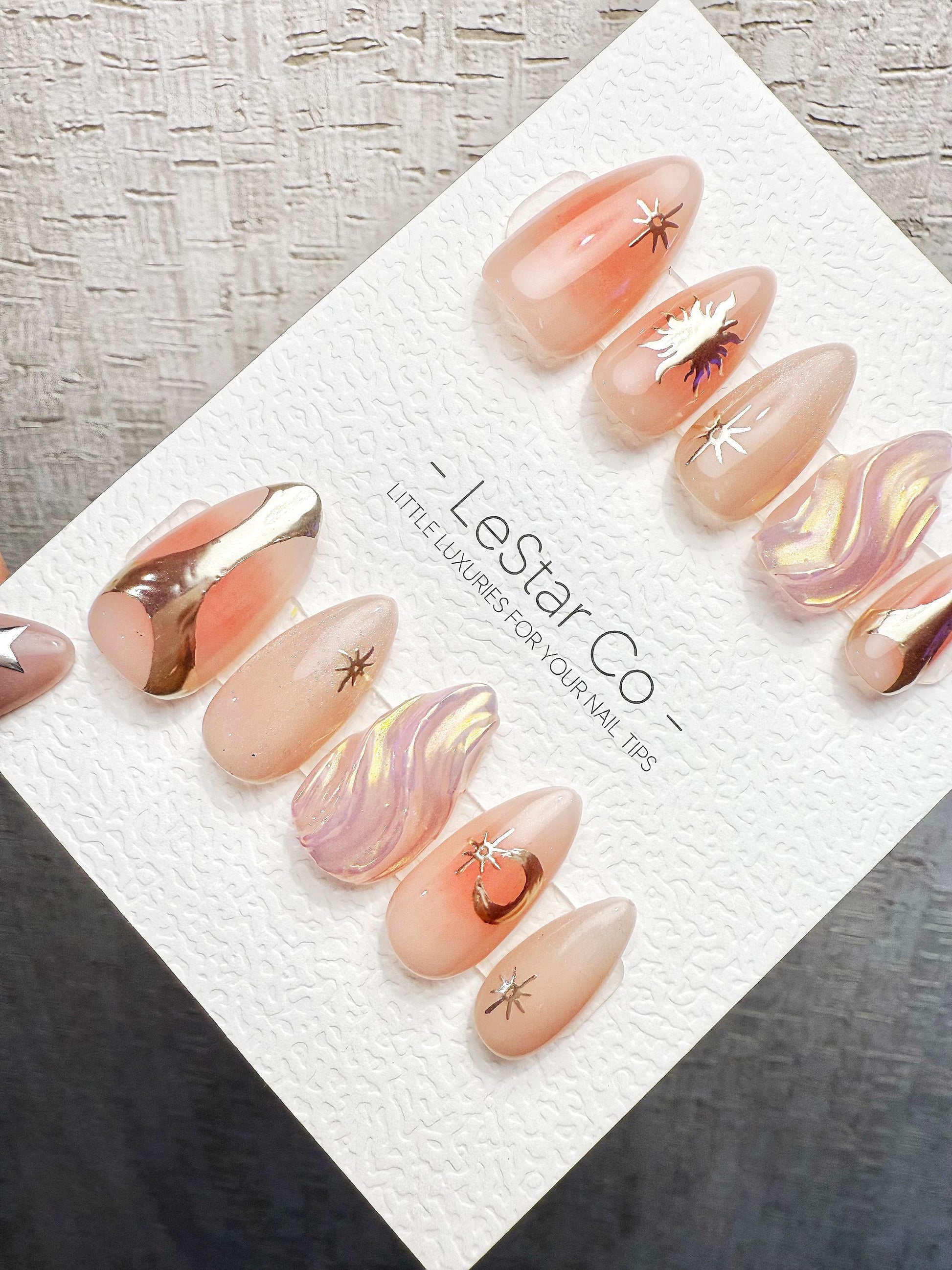 4for3 Timed Offer)Reusable Solar Whisper 3D Effect| Premium Handmade Press on Nails Gel | Fake Nails | Cute Pressons Gel Nail MC1072