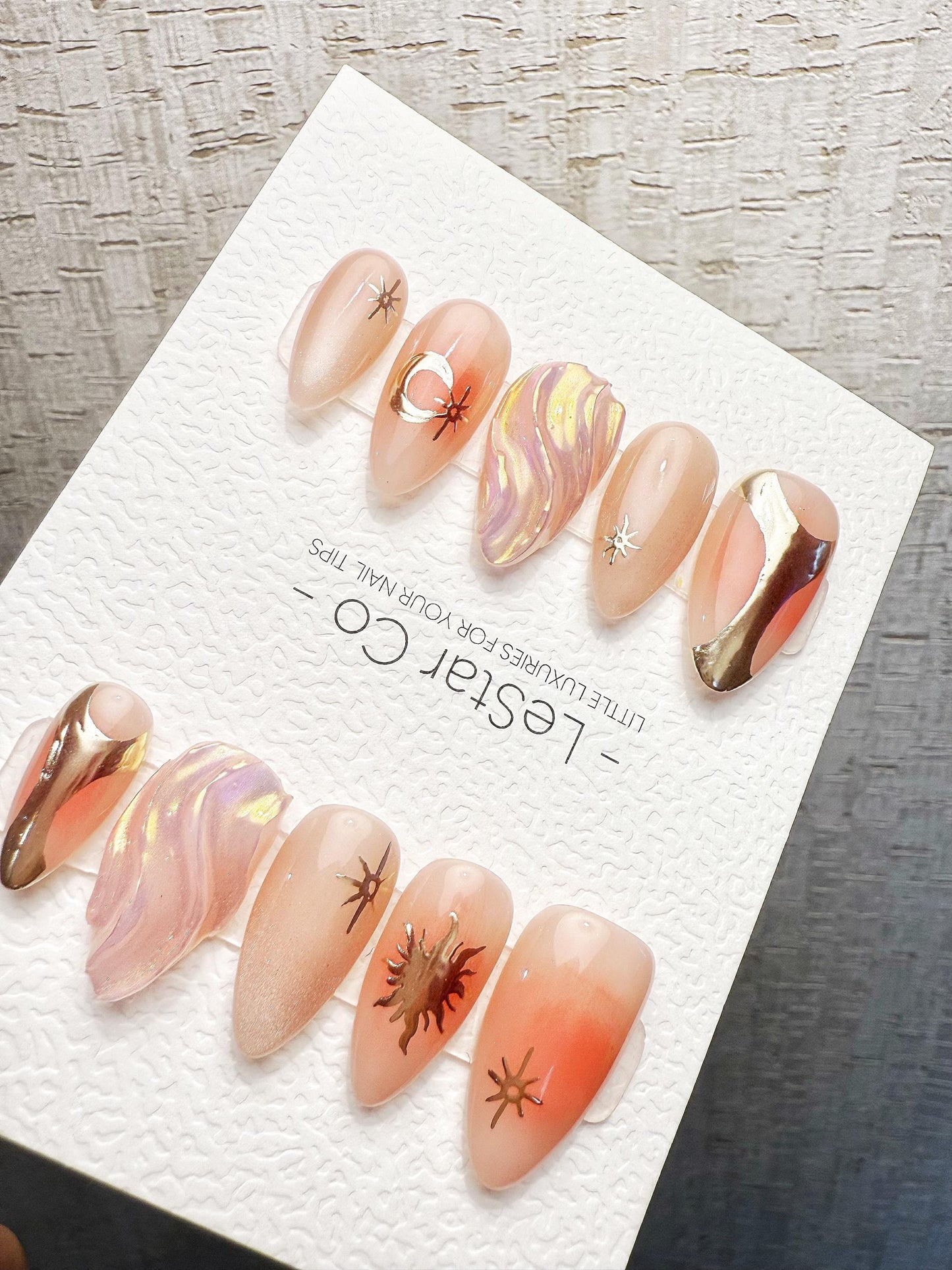 4for3 Timed Offer)Reusable Solar Whisper 3D Effect| Premium Handmade Press on Nails Gel | Fake Nails | Cute Pressons Gel Nail MC1072