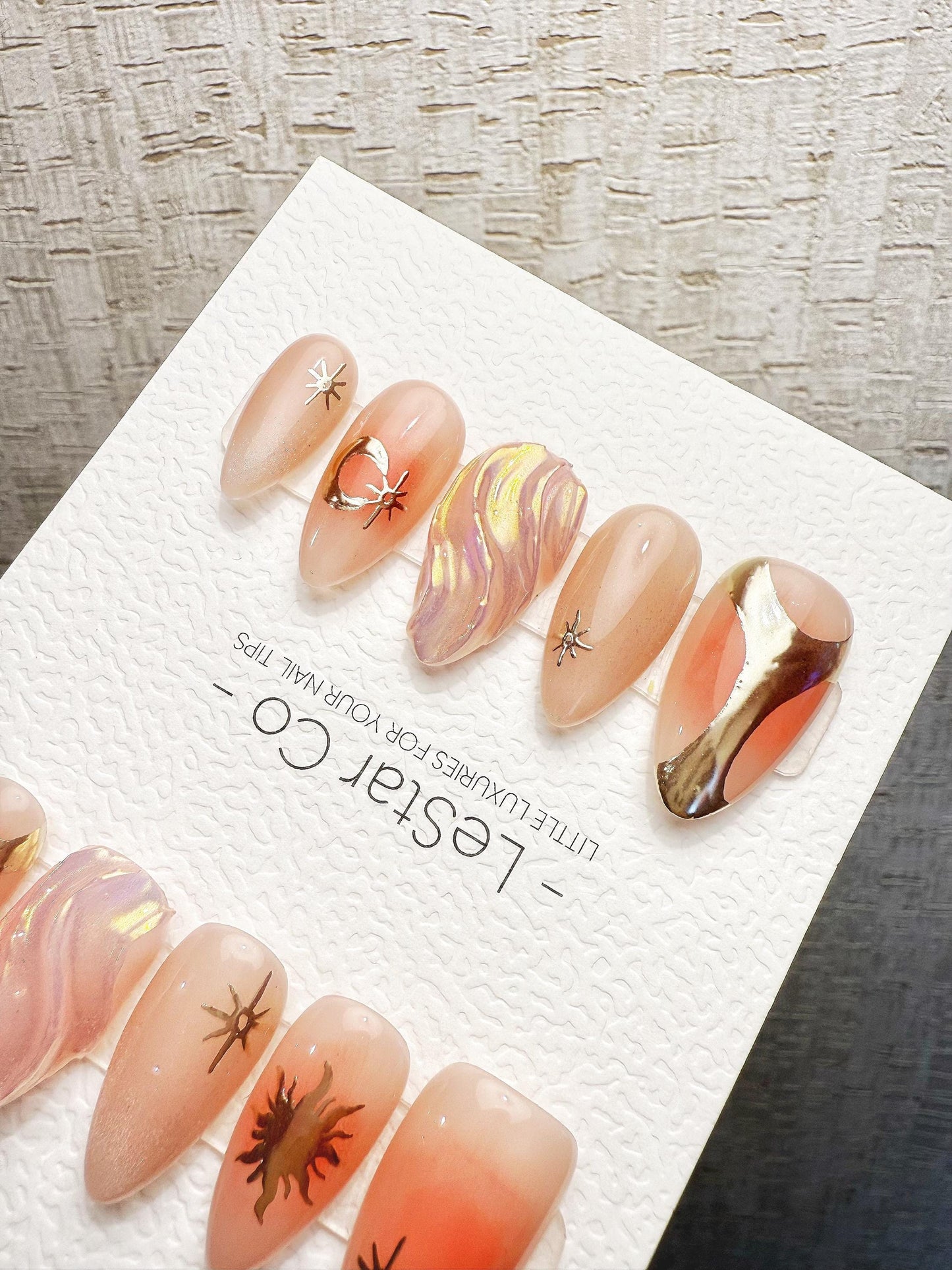 4for3 Timed Offer)Reusable Solar Whisper 3D Effect| Premium Handmade Press on Nails Gel | Fake Nails | Cute Pressons Gel Nail MC1072