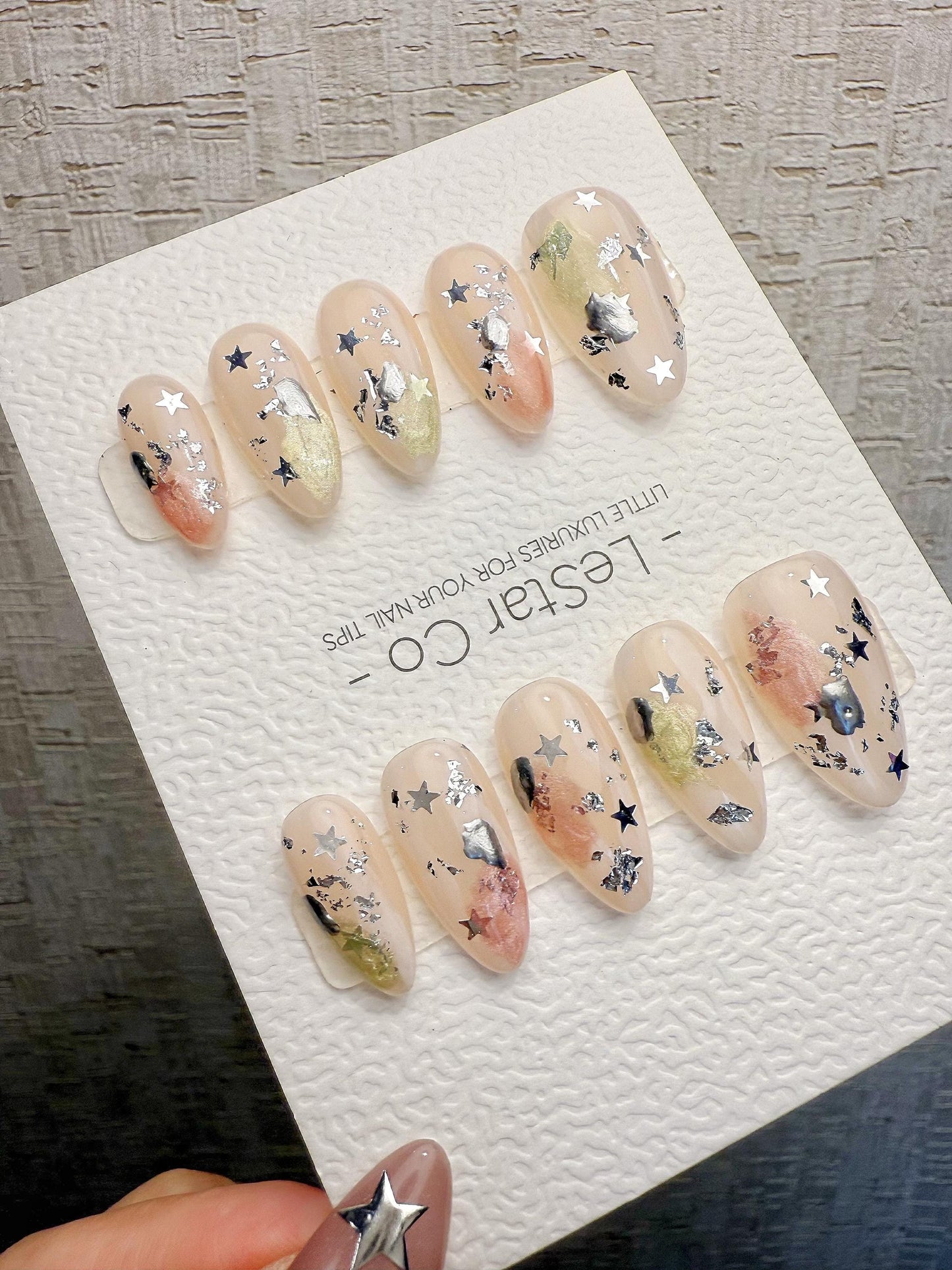4for3 Timed Offer)Reusable Dreamfield Glow| Premium Handmade Press on Nails Gel | Fake Nails | Cute Pressons Gel Nail ML1074
