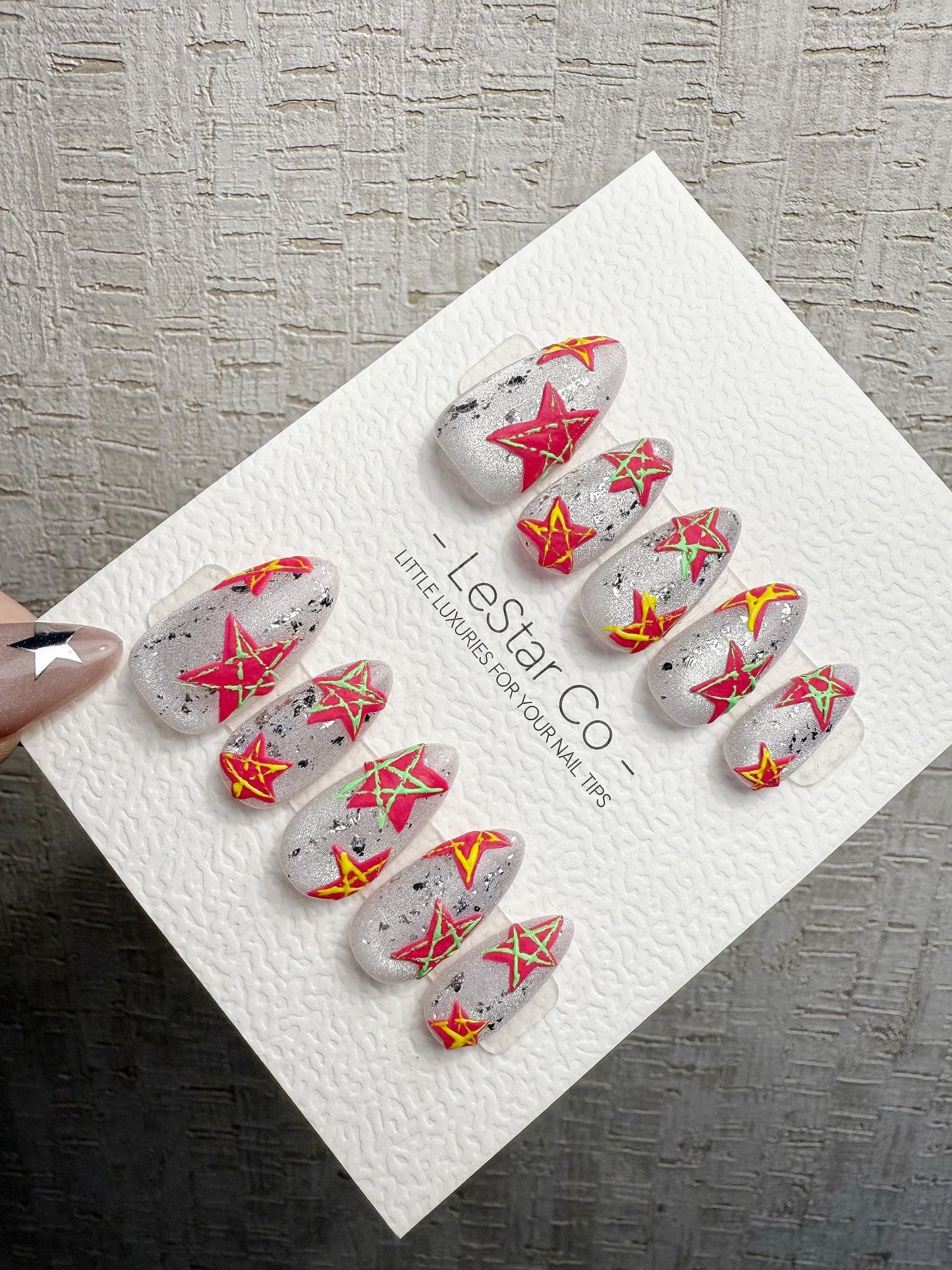 4for3 Timed Offer)Reusable Solar Whisper 3D Effect| Premium Handmade Press on Nails Gel | Fake Nails | Cute Pressons Gel Nail ML1075