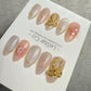 4for3 Timed Offer)Reusable Blush Bow Dream Cat Eye Effect| Premium Handmade Press on Nails Gel | Fake Nails | Cute Pressons Gel Nail MC1060
