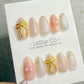 4for3 Timed Offer)Reusable Blush Bow Dream Cat Eye Effect| Premium Handmade Press on Nails Gel | Fake Nails | Cute Pressons Gel Nail MC1060