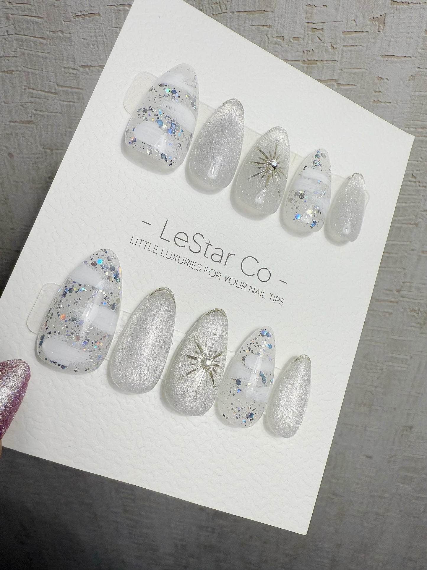 4for3 Timed Offer)Reusable Winter Halo Cat Eye Effect| Premium Handmade Press on Nails Gel | Fake Nails | Cute Pressons Gel Nail MC1062