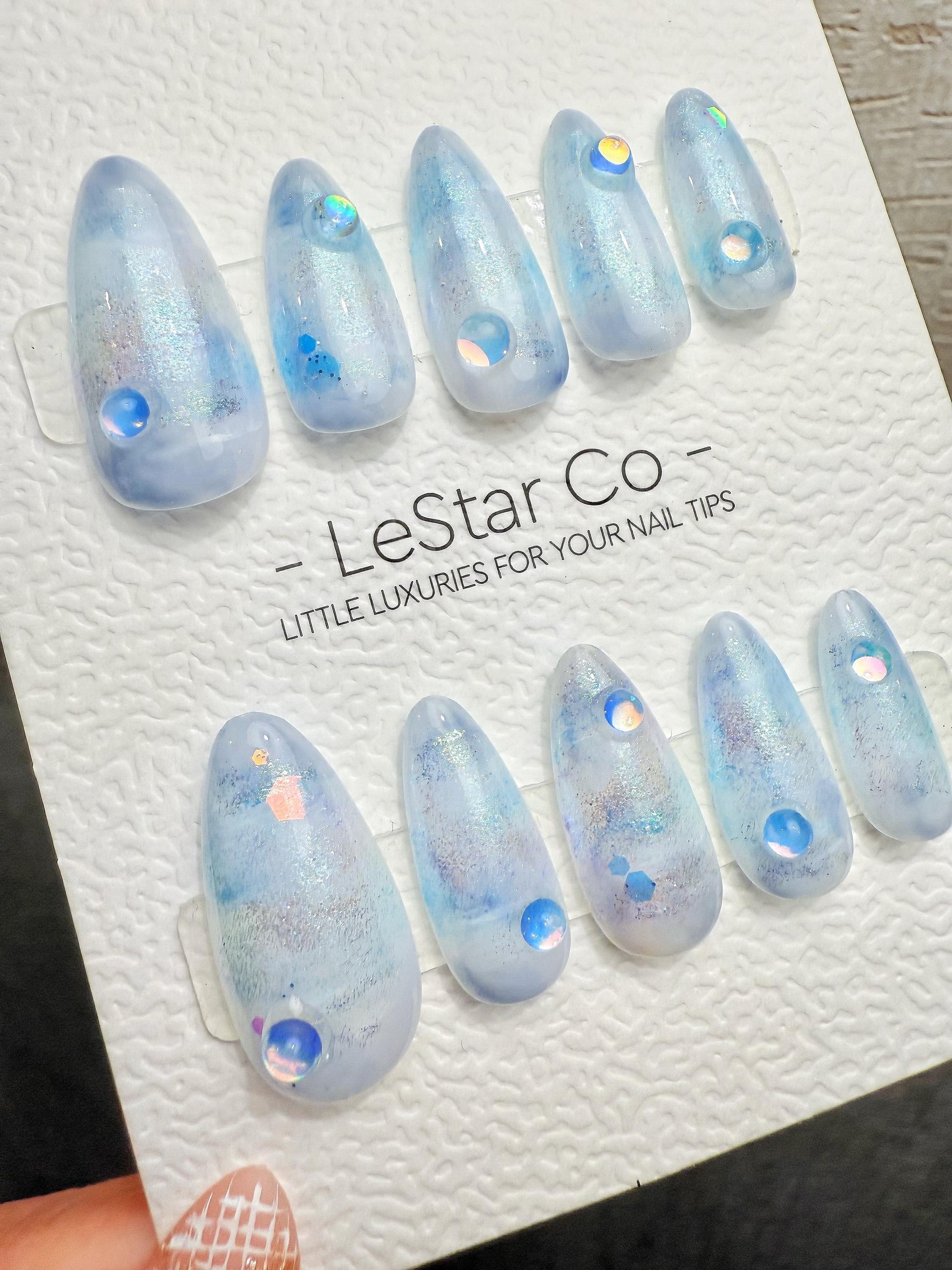 Reusable Frozen Dewdrop| Premium Handmade Press on Nails Gel | Fake Nails | Cute Pressons Gel Nail QN1079