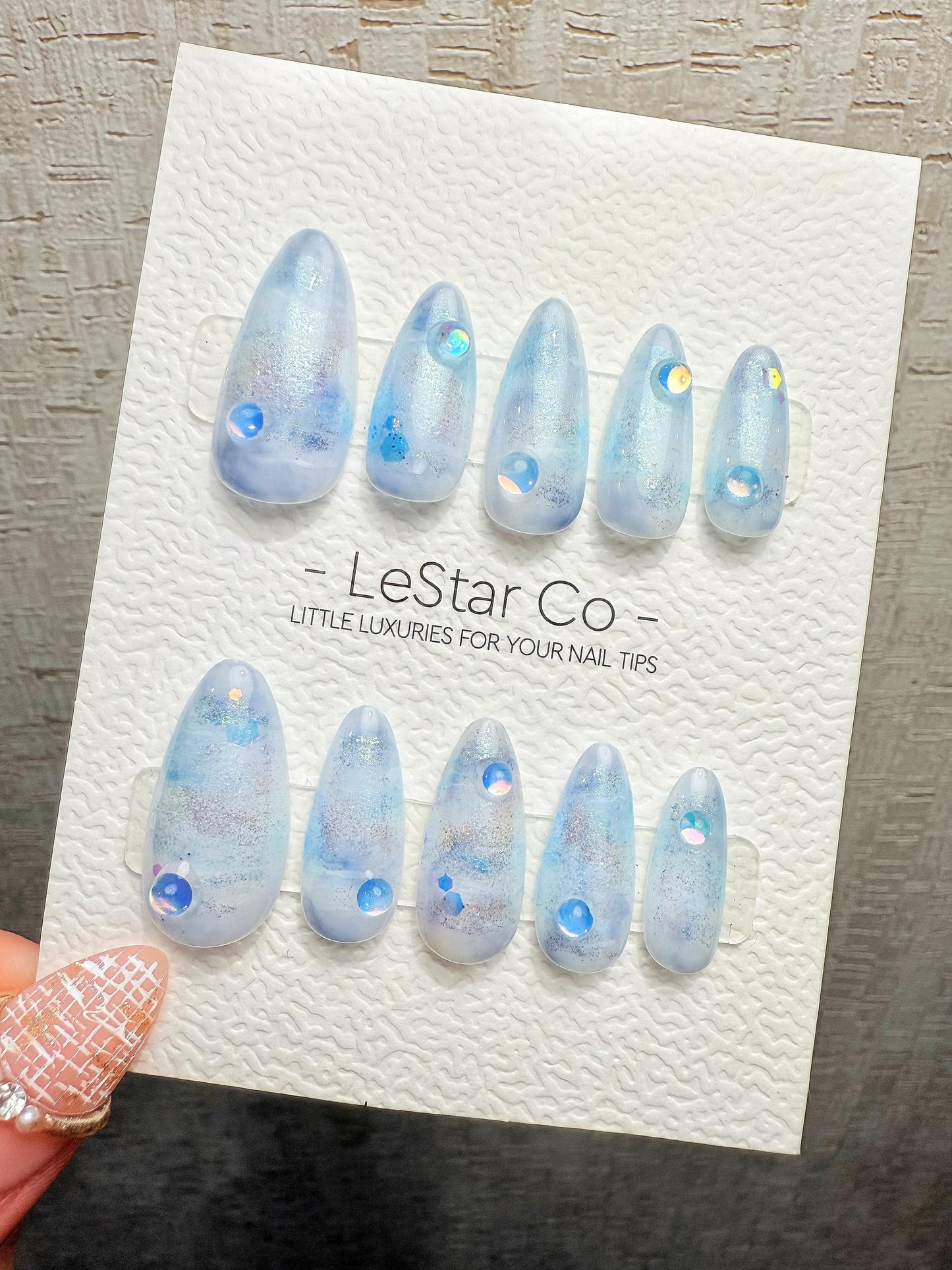 Reusable Frozen Dewdrop| Premium Handmade Press on Nails Gel | Fake Nails | Cute Pressons Gel Nail QN1079