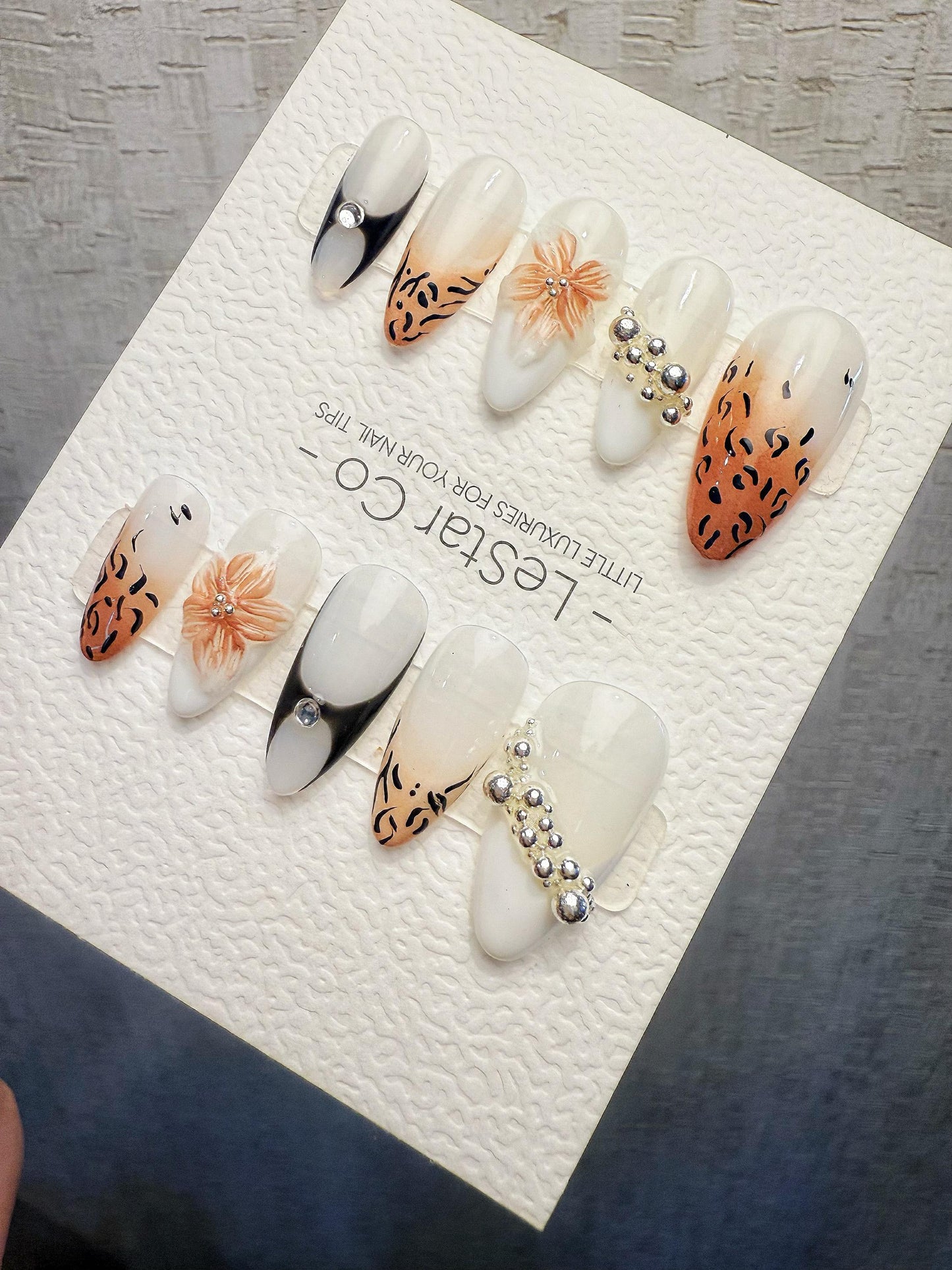 4for3 Timed Offer)Reusable Savanna Bloom 3D Petal| Premium Handmade Press on Nails Gel | Fake Nails | Cute Pressons Gel Nail TMR1064