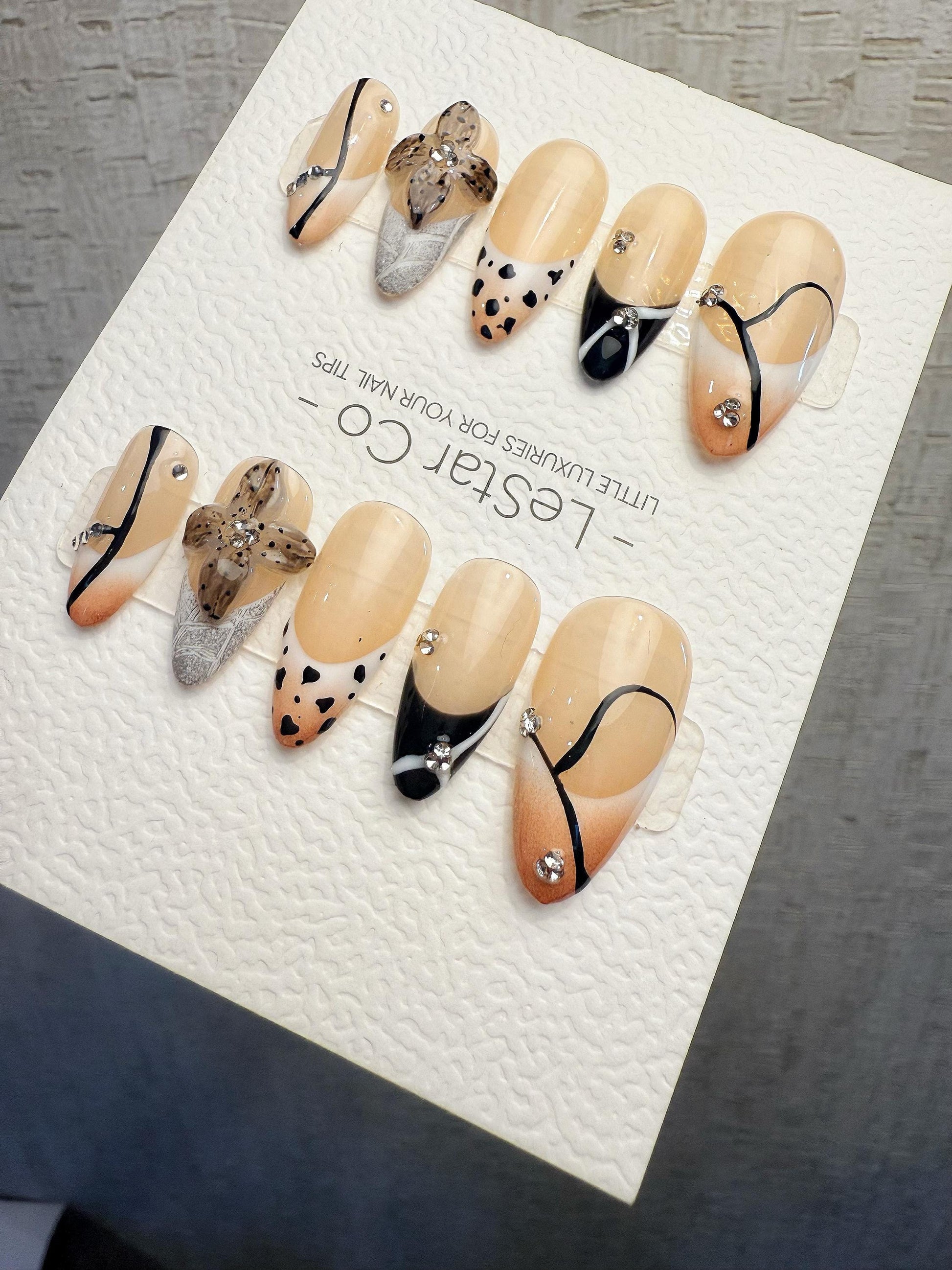 4for3 Timed Offer)Reusable Wild Harmony 3D Petal| Premium Handmade Press on Nails Gel | Fake Nails | Cute Pressons Gel Nail TMR1066