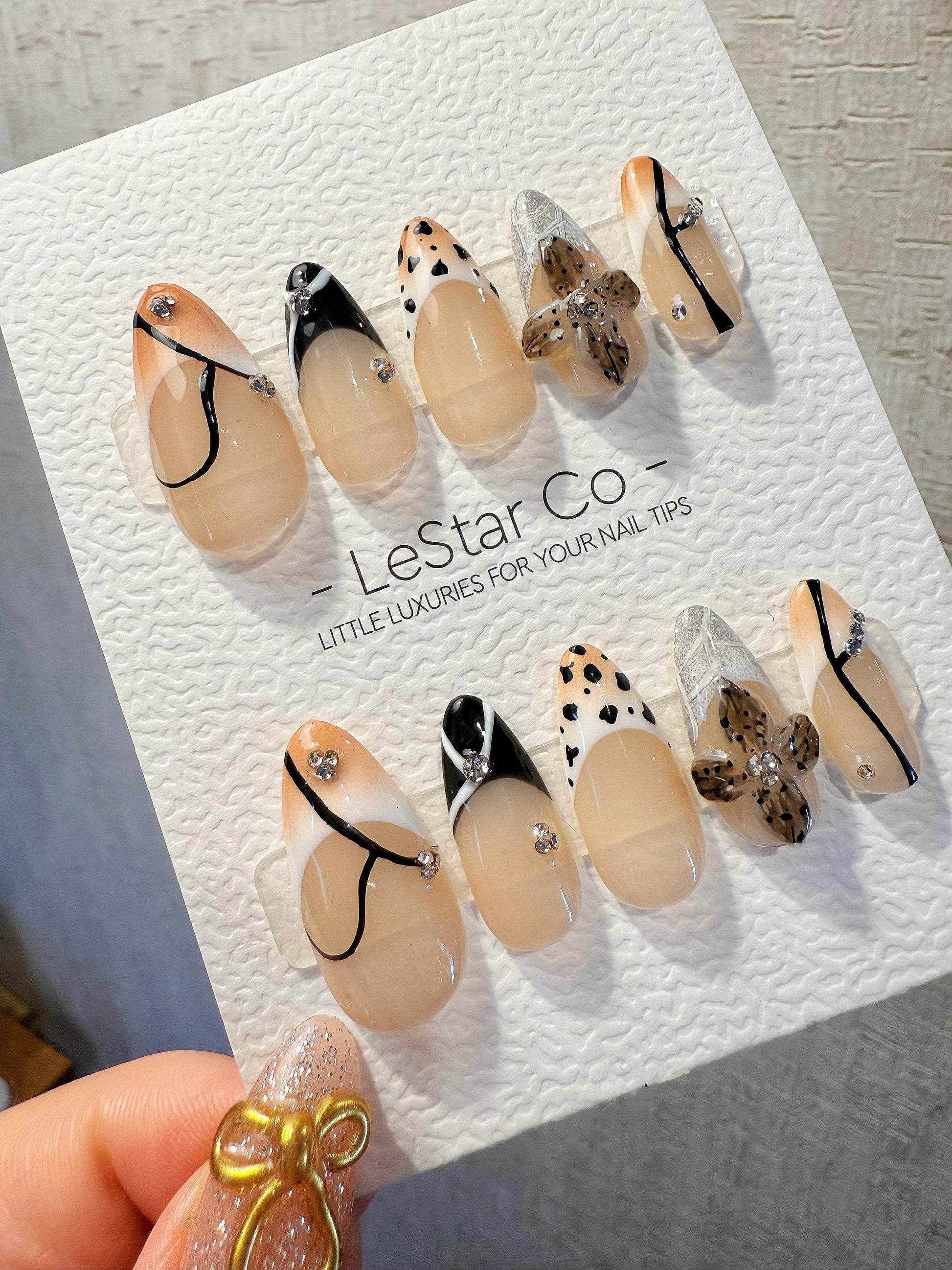 4for3 Timed Offer)Reusable Wild Harmony 3D Petal| Premium Handmade Press on Nails Gel | Fake Nails | Cute Pressons Gel Nail TMR1066