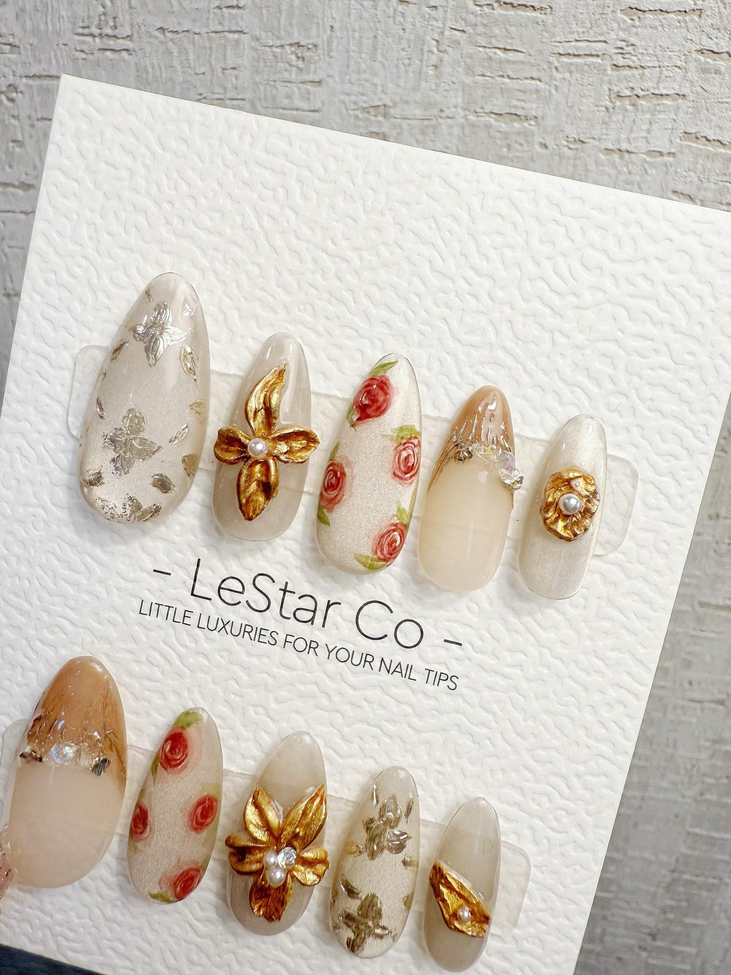 4for3 Timed Offer)Reusable Noir Garden 3D Petal| Premium Handmade Press on Nails Gel | Fake Nails | Cute Pressons Gel Nail TMR1067