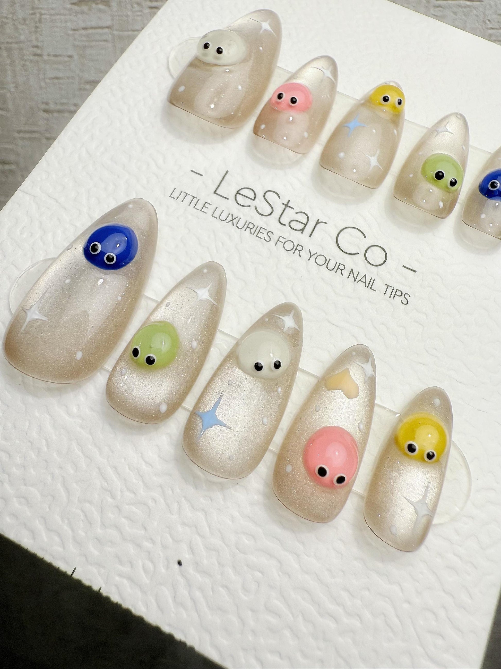 4for3 Timed Offer)Reusable Galaxy Buddies Cat Eye Effect |Premium Handmade Press on Nails Gel | Fake Nails | Cute Pressons Nail QN1086