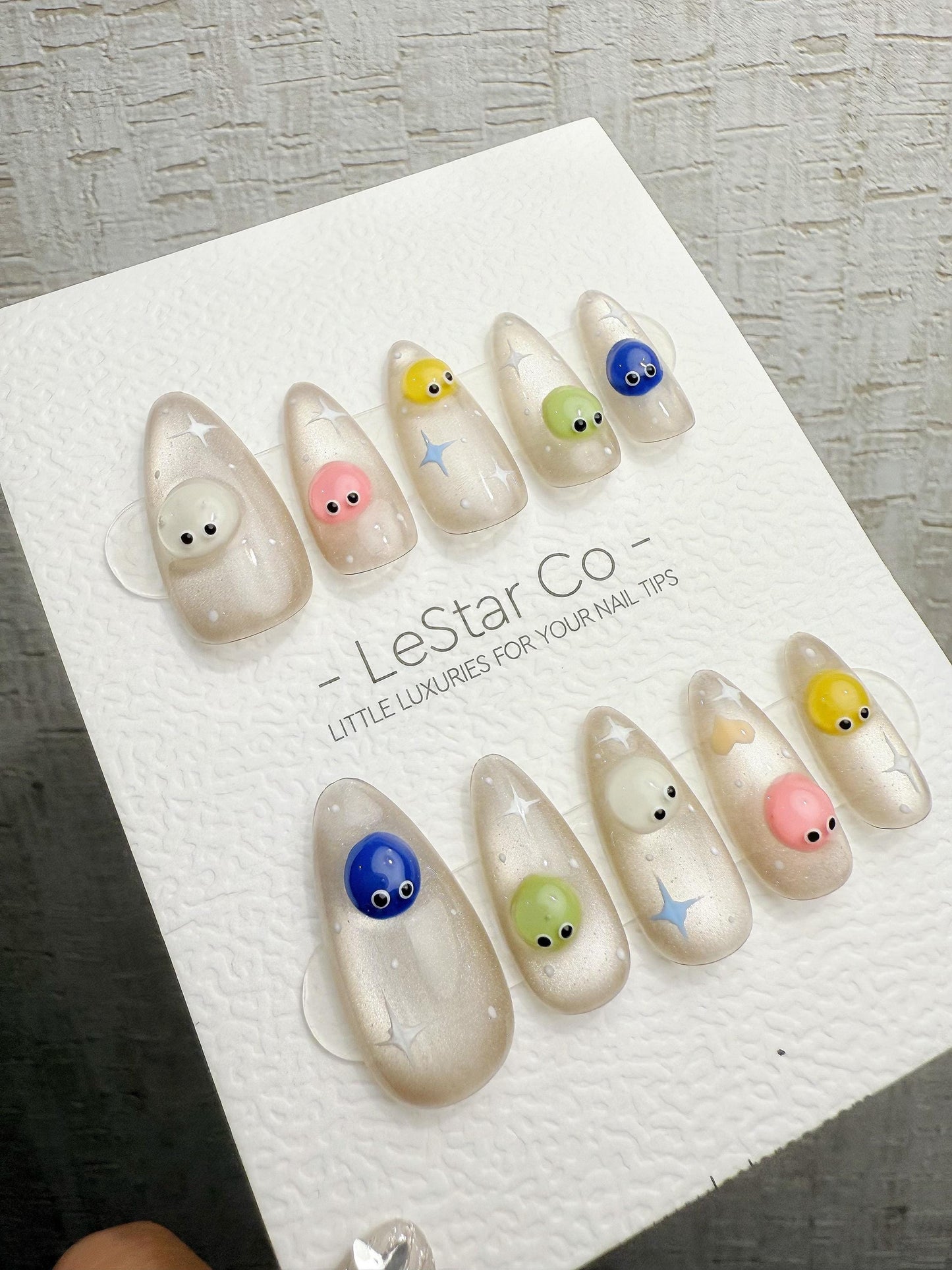 4for3 Timed Offer)Reusable Galaxy Buddies Cat Eye Effect |Premium Handmade Press on Nails Gel | Fake Nails | Cute Pressons Nail QN1086