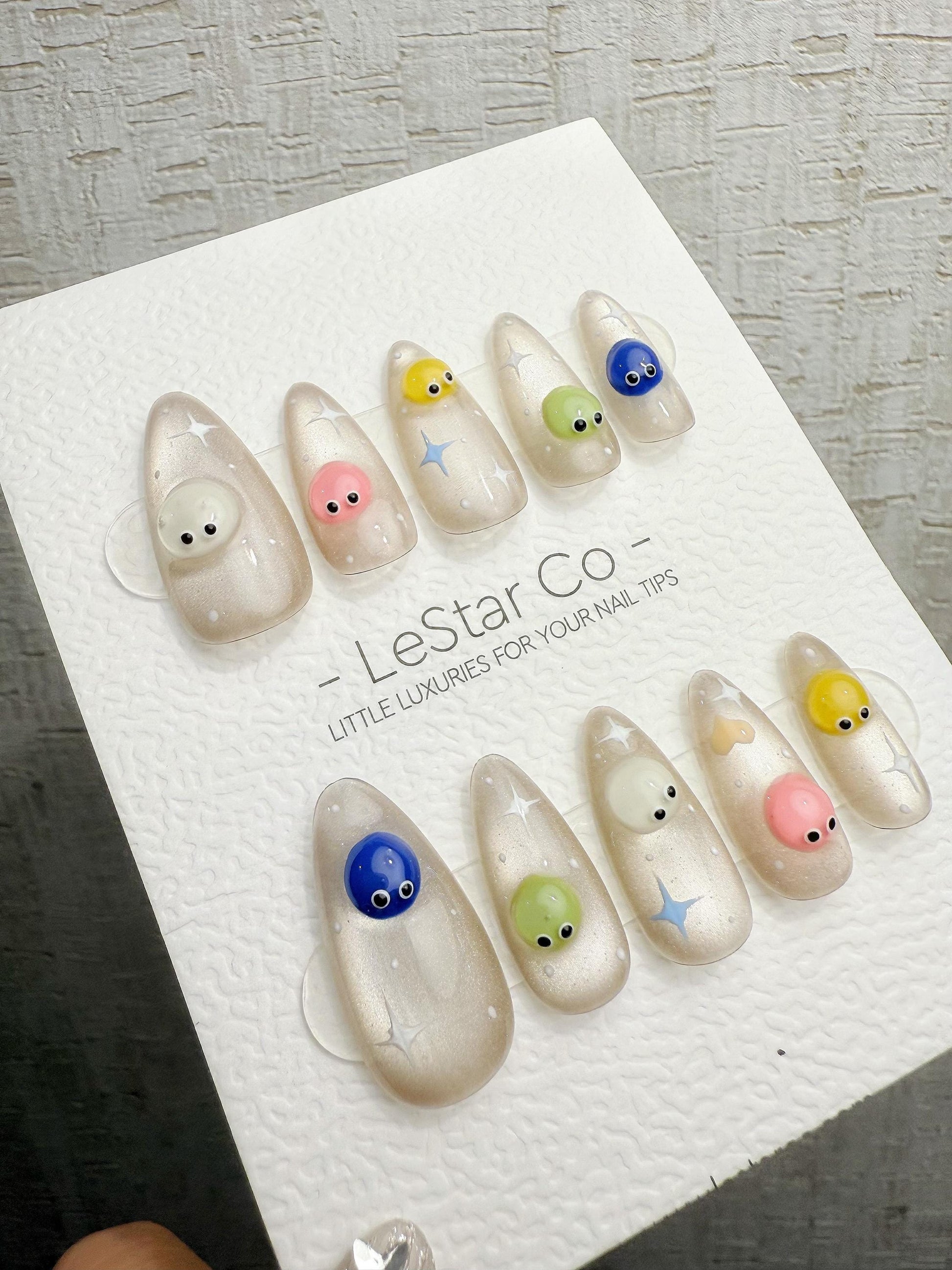 4for3 Timed Offer)Reusable Galaxy Buddies Cat Eye Effect |Premium Handmade Press on Nails Gel | Fake Nails | Cute Pressons Nail QN1086