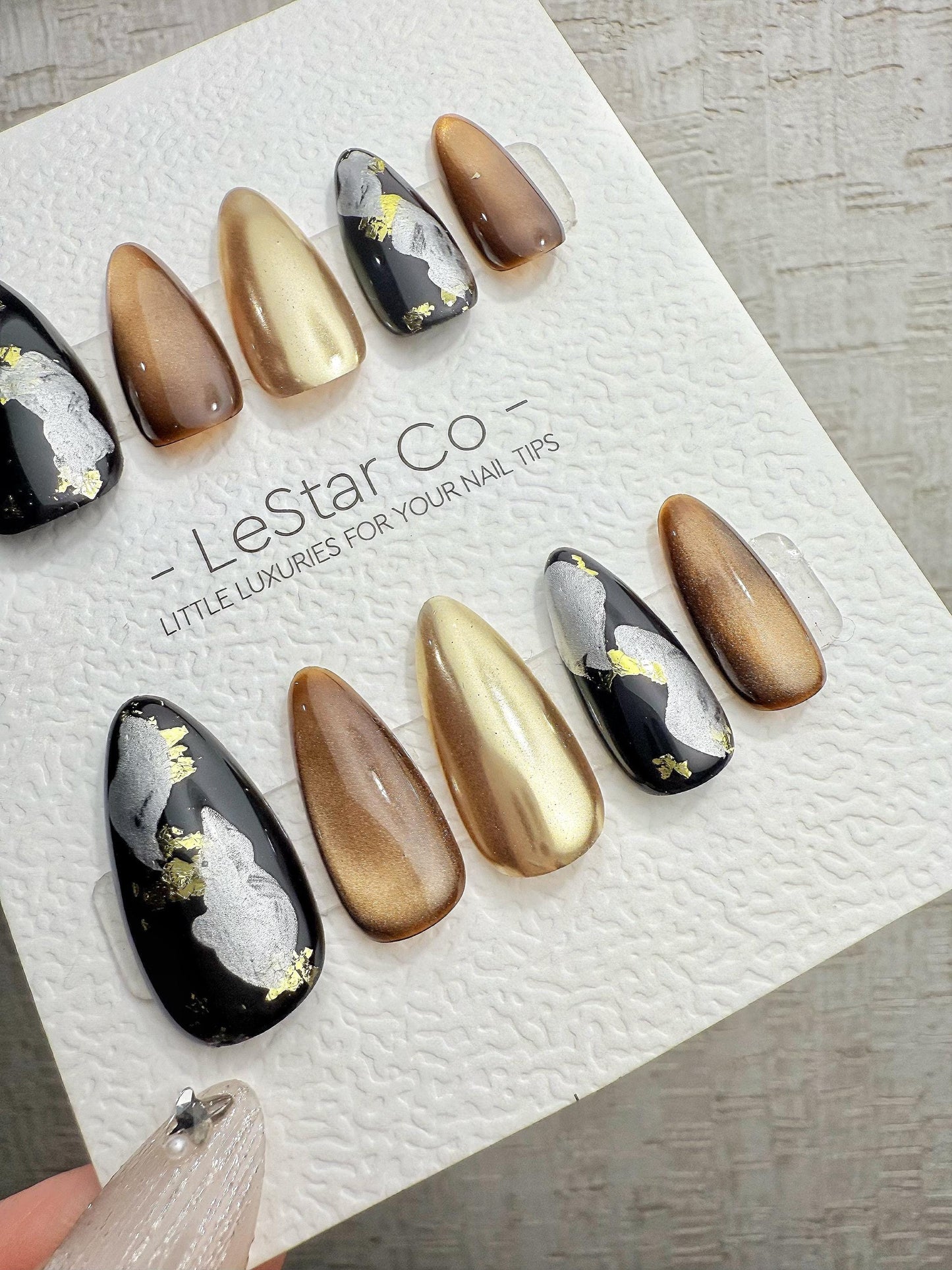 4for3 Timed Offer)Reusable Molten Marble Cat Eye Effect | Premium Handmade Press on Nails Gel | Fake Nails | Cute Pressons Gel Nail QN1088