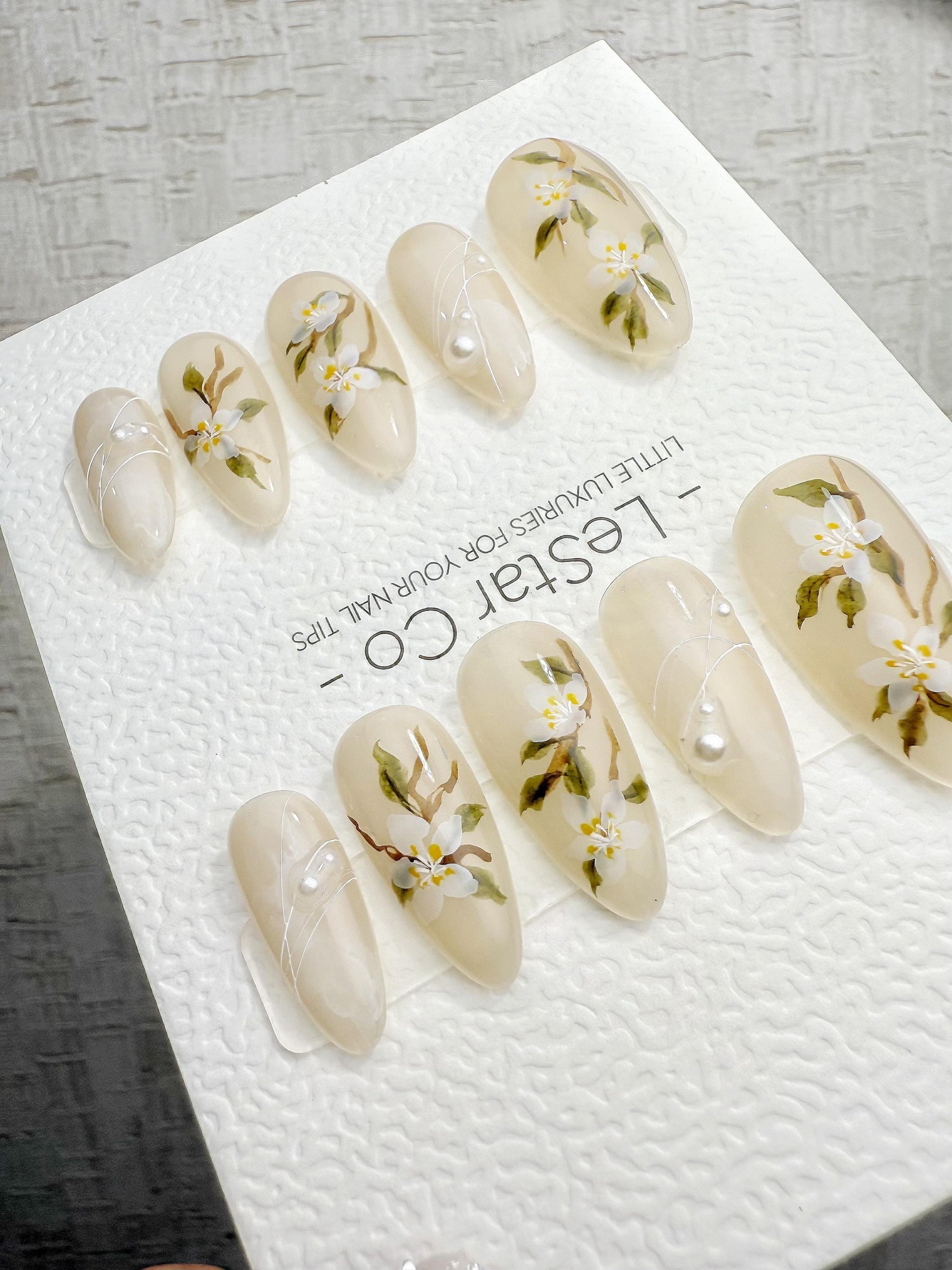 4for3 Timed Offer)Reusable Autumn Floral Glamour Nail Art| Premium Handmade Press on Nails Gel | Fake Nails | Cute Pressons Gel Nail QN1087