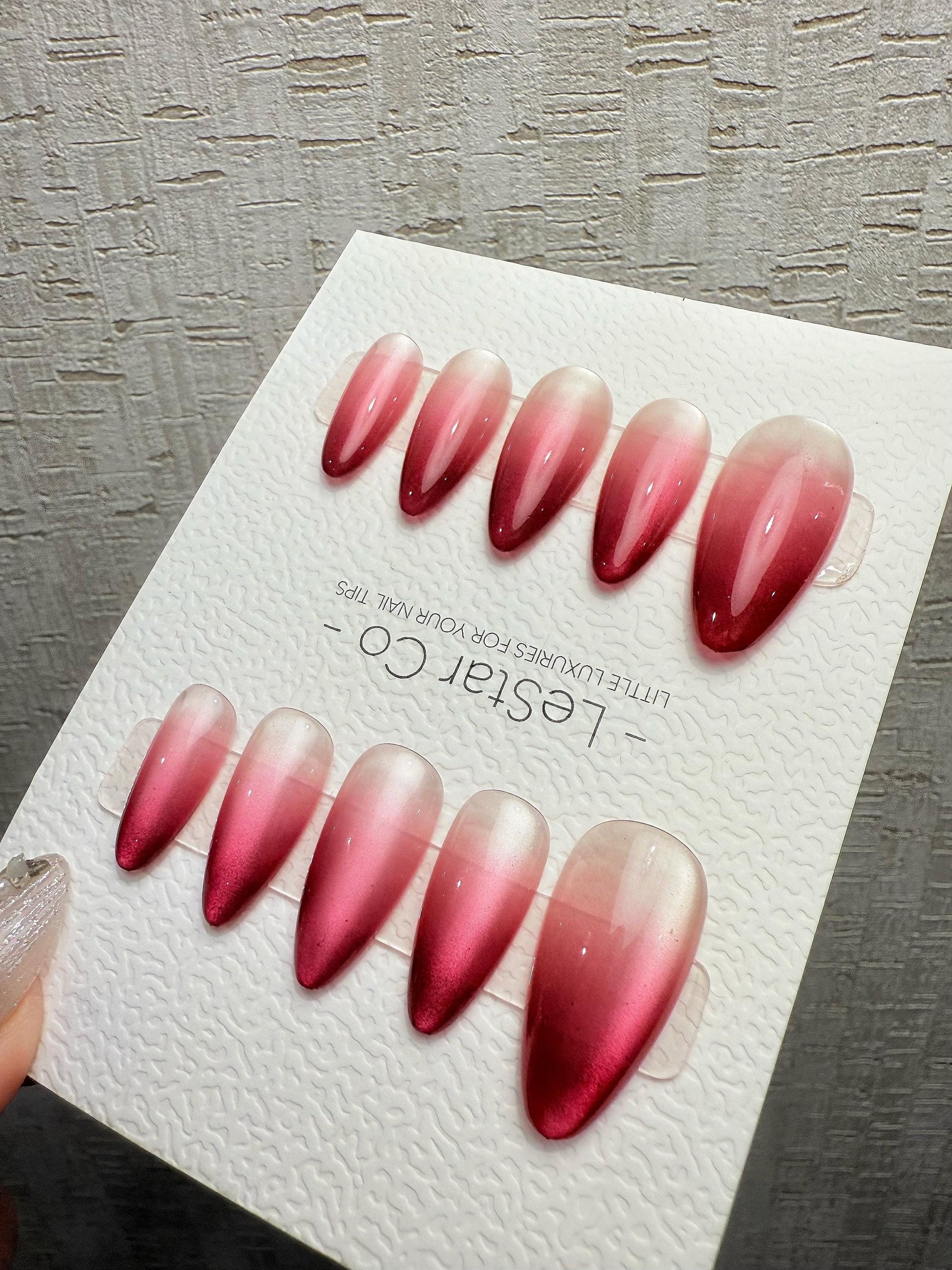 4for3 Timed Offer)Reusable Sapphire Cat Eye| Premium Handmade Press on Nails Gel | Fake Nails | Cute Pressons Gel Nail QN1084