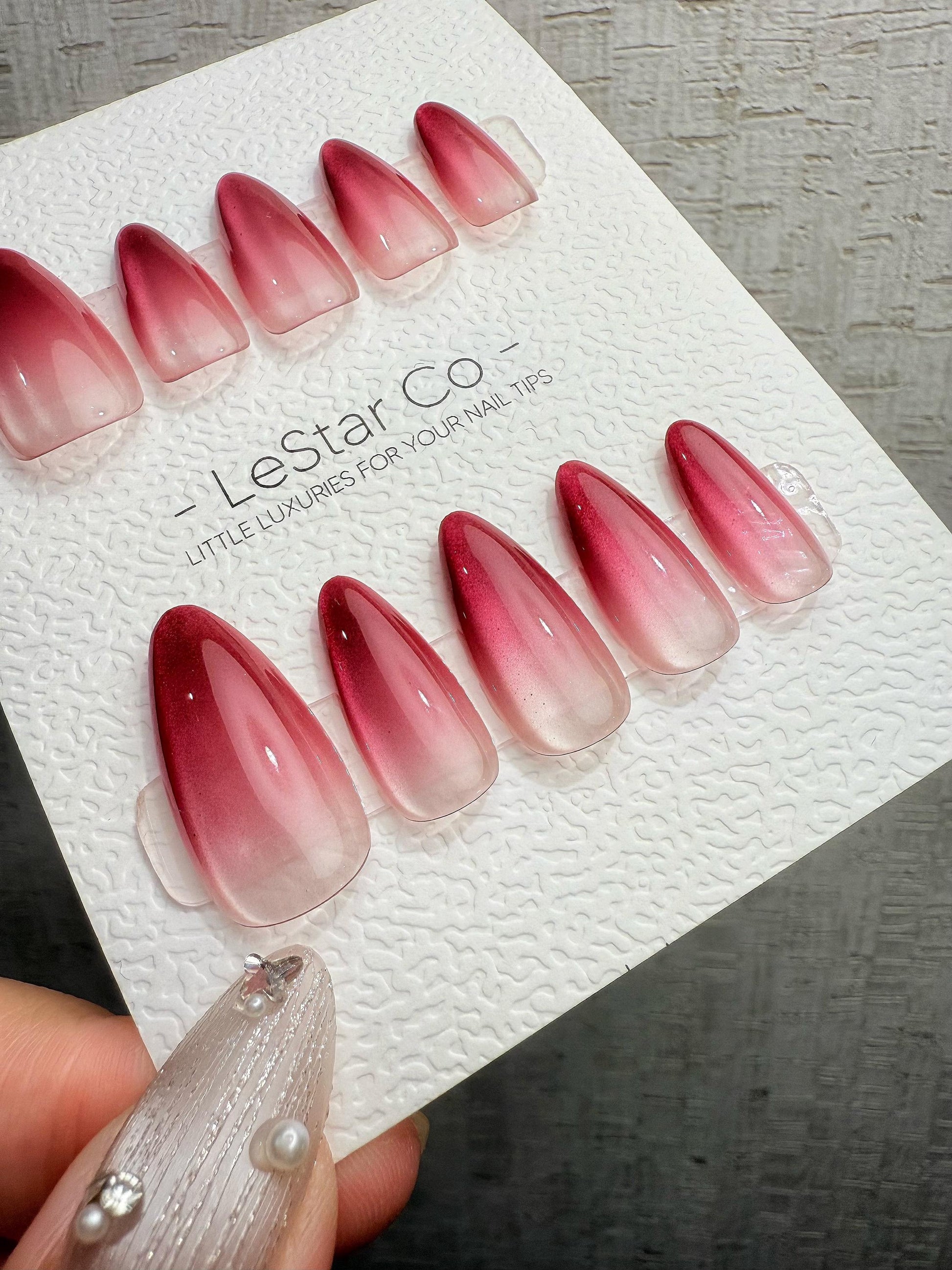 4for3 Timed Offer)Reusable Sapphire Cat Eye| Premium Handmade Press on Nails Gel | Fake Nails | Cute Pressons Gel Nail QN1084