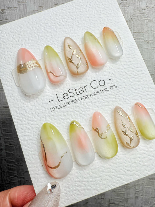 4for3 Timed Offer)Reusable Dawn Serenity Cat Eye Effect| Premium Handmade Press on Nails Gel | Fake Nails | Cute Pressons Gel Nail QN1089