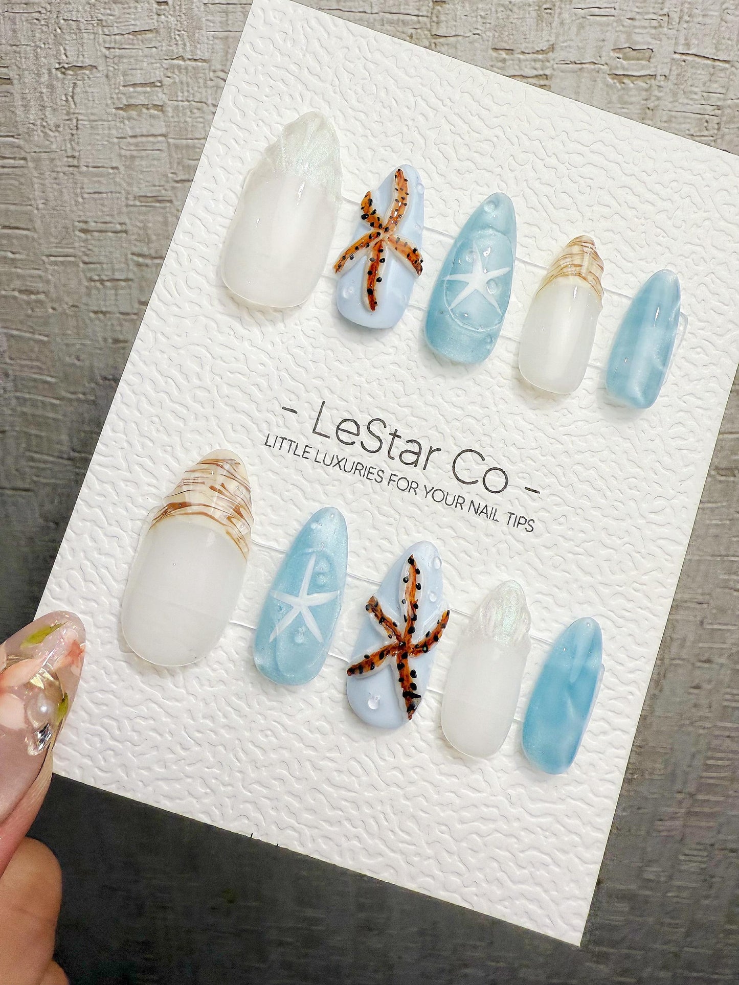 4for3 Timed Offer)Reusable Ocean Breeze Dream Cat Eye Effect | Premium Handmade Press on Nails Gel | Fake Nails | Pressons Gel Nail TMR1090