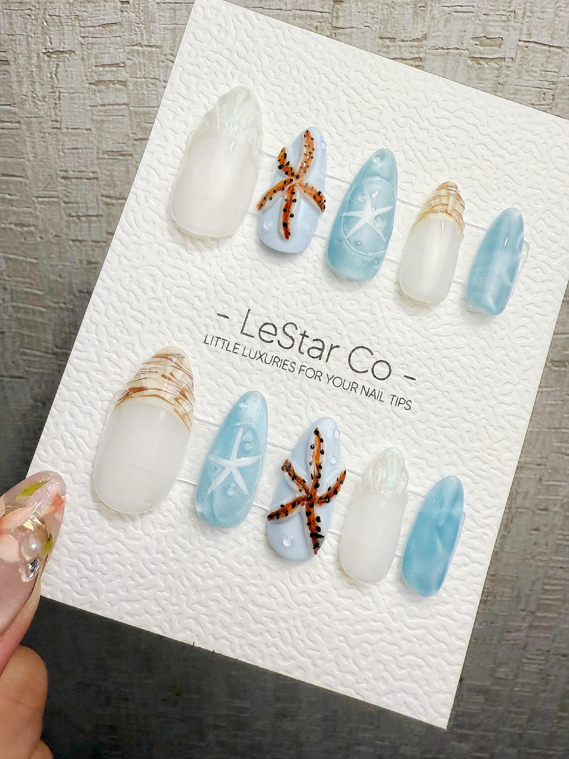 4for3 Timed Offer)Reusable Ocean Breeze Dream Cat Eye Effect | Premium Handmade Press on Nails Gel | Fake Nails | Pressons Gel Nail TMR1090