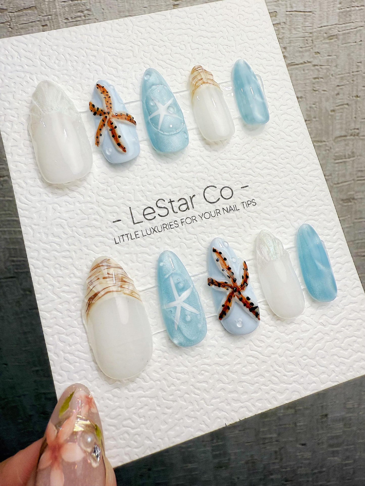 4for3 Timed Offer)Reusable Ocean Breeze Dream Cat Eye Effect | Premium Handmade Press on Nails Gel | Fake Nails | Pressons Gel Nail TMR1090