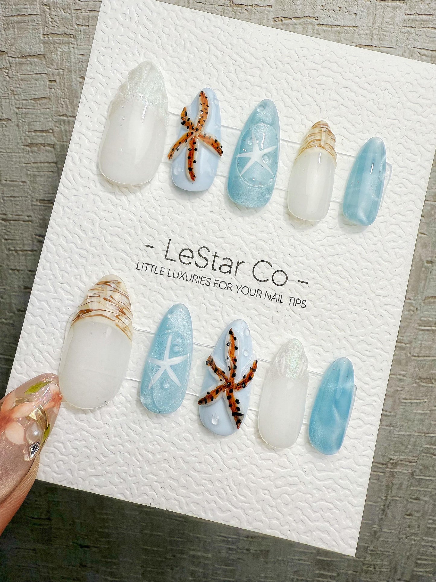 4for3 Timed Offer)Reusable Ocean Breeze Dream Cat Eye Effect | Premium Handmade Press on Nails Gel | Fake Nails | Pressons Gel Nail TMR1090