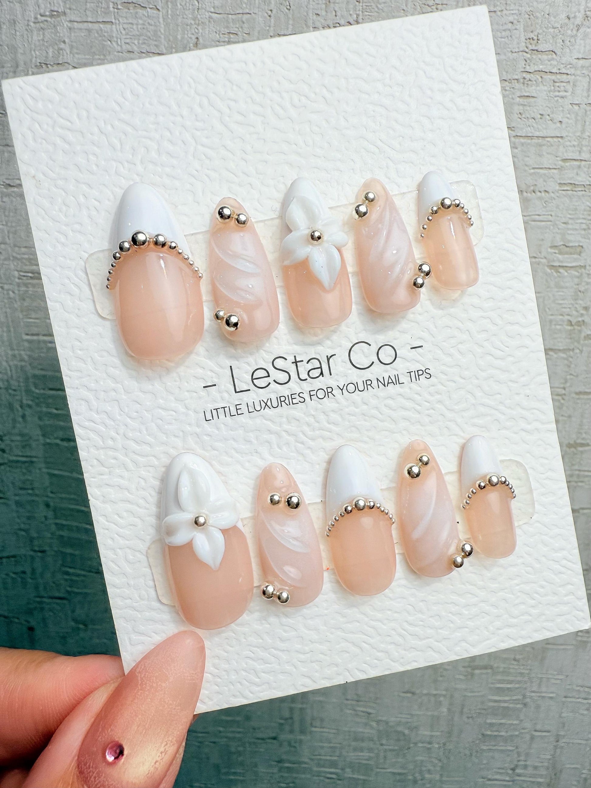 4for3 Timed Offer)Reusable Blush Orchid Grace 3D Effect |Premium Handmade Press on Nails Gel | Fake Nails | Cute Pressons Nail TMR1097