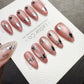 4for3 Timed Offer) Blush Star Struck Cat Eye | Handmade Press On Gel Acrylic Nails